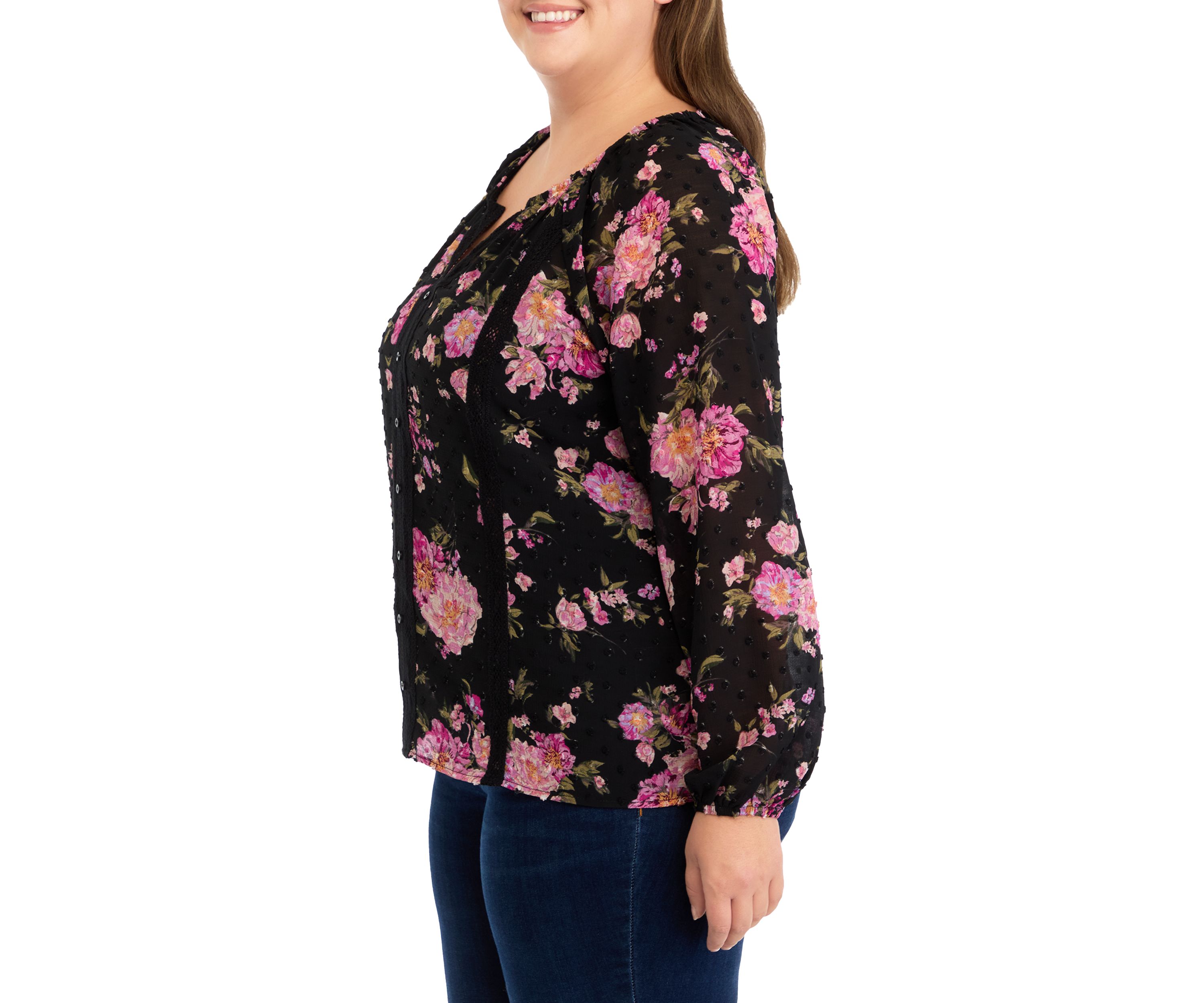 Plus Size Trim Detail Blouse