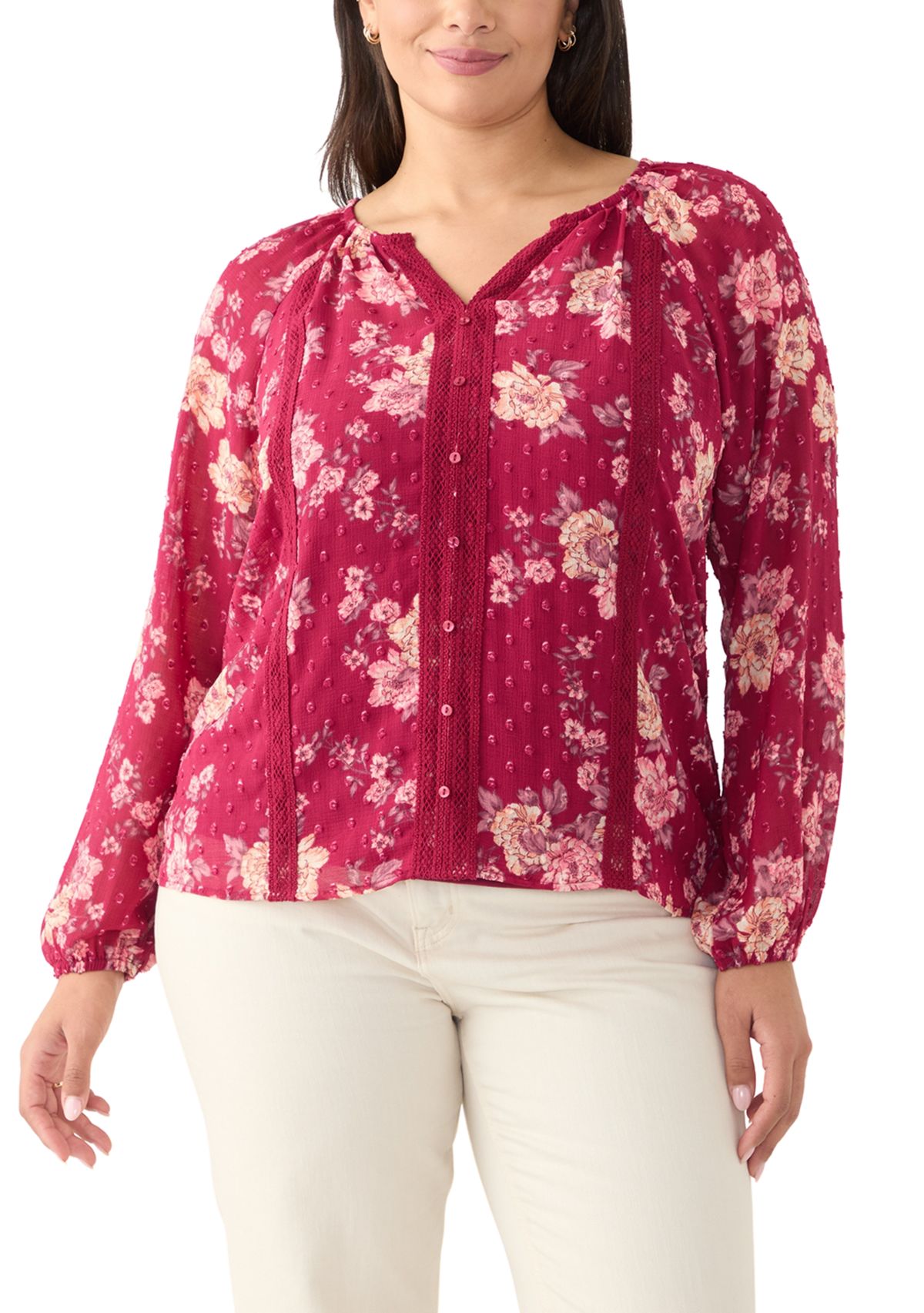Plus Size Trim Detail Blouse