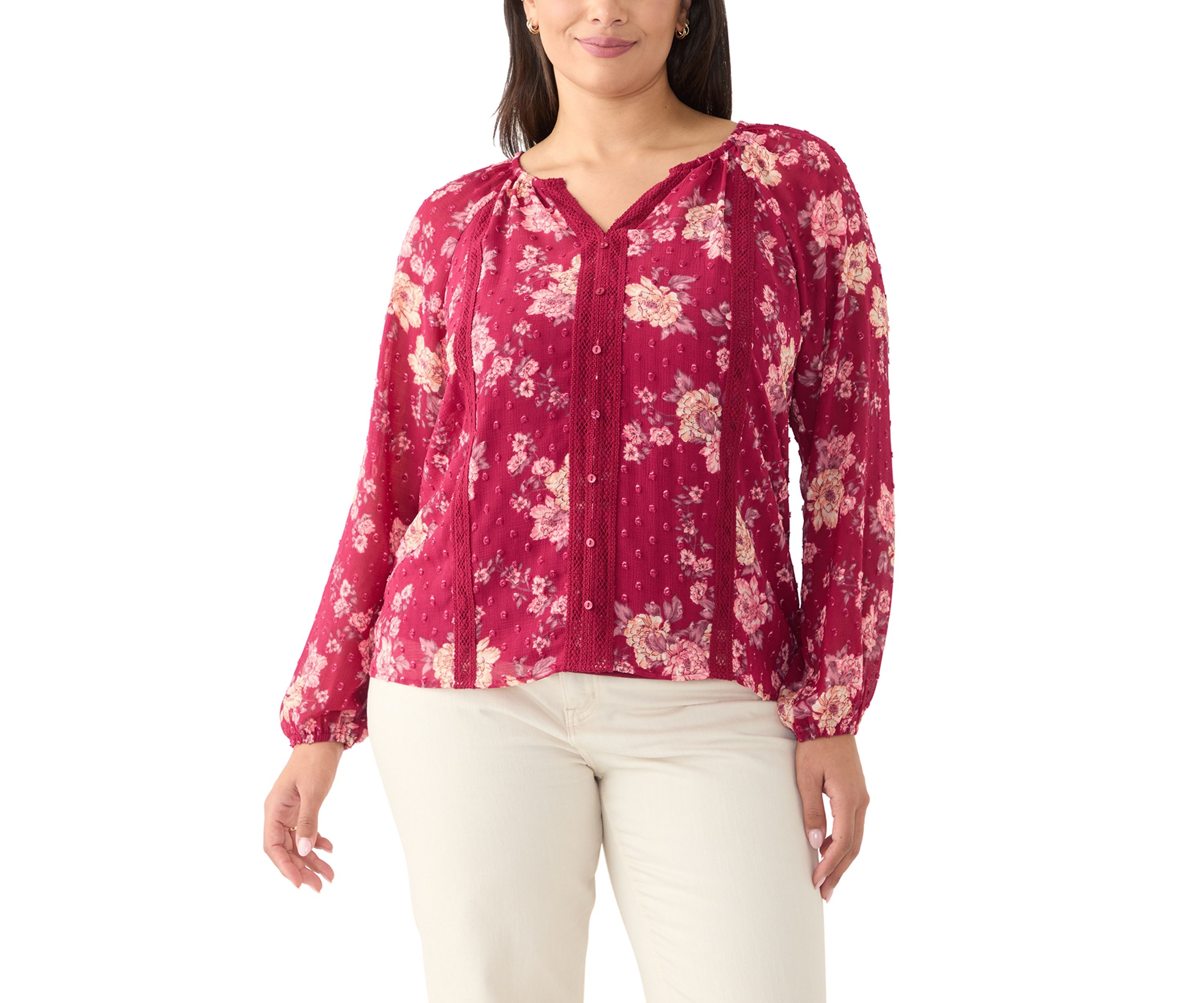 Plus Size Trim Detail Blouse