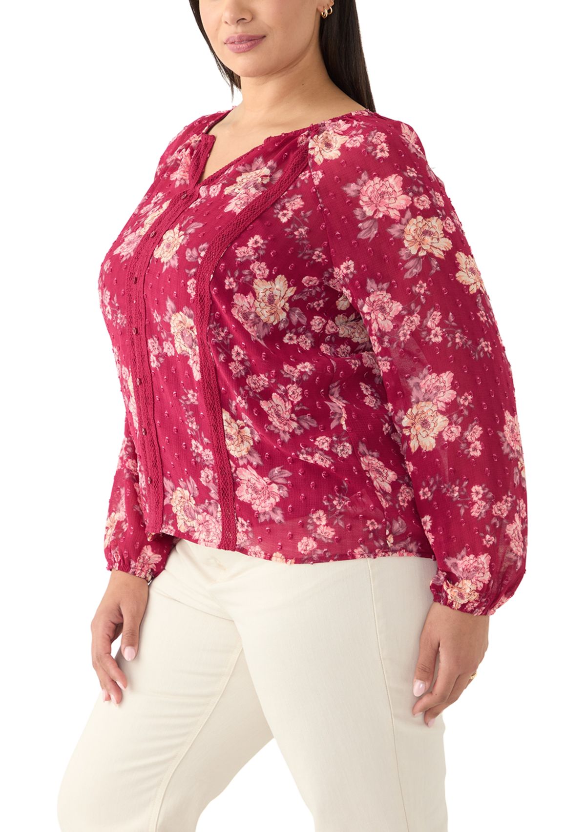Plus Size Trim Detail Blouse