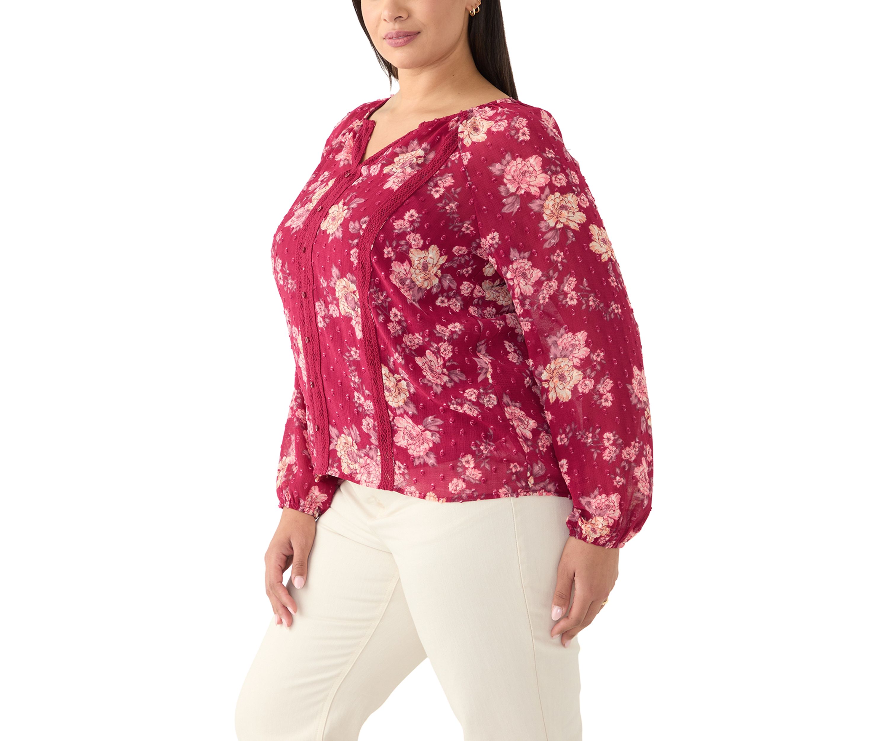 Plus Size Trim Detail Blouse