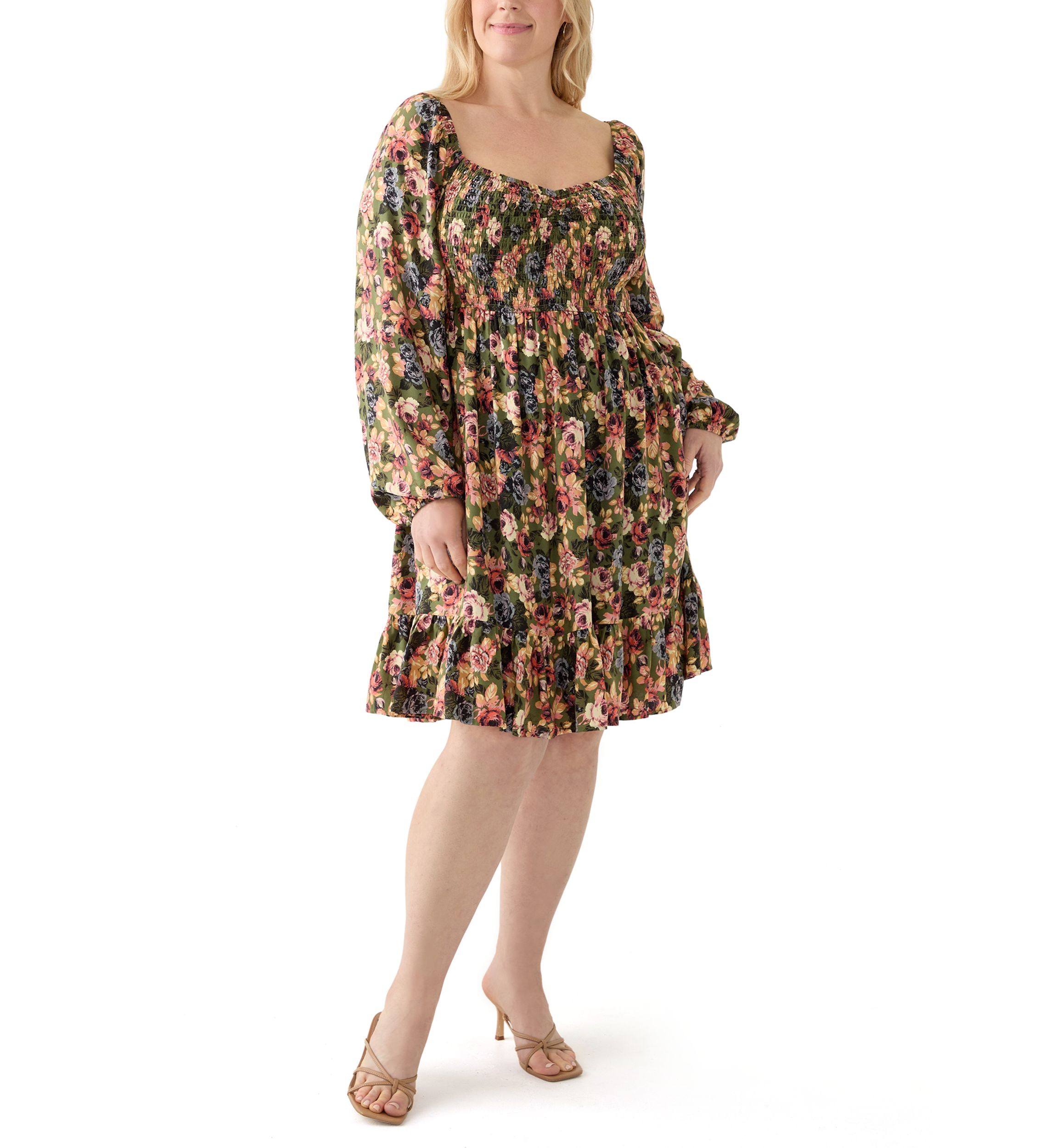 Plus Size Printed Babydoll Dress