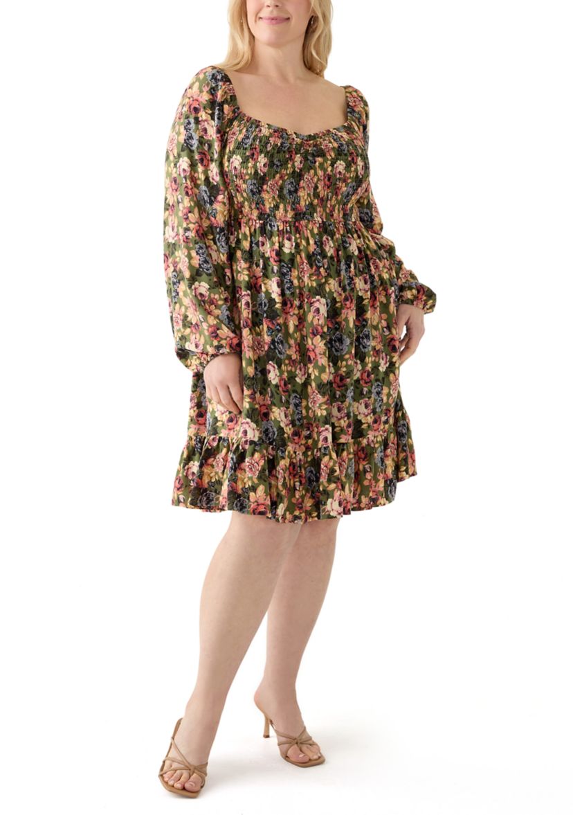 Plus Size Printed Babydoll Dress