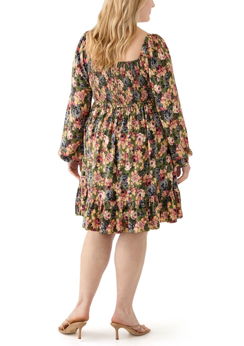 Plus Size Printed Babydoll Dress