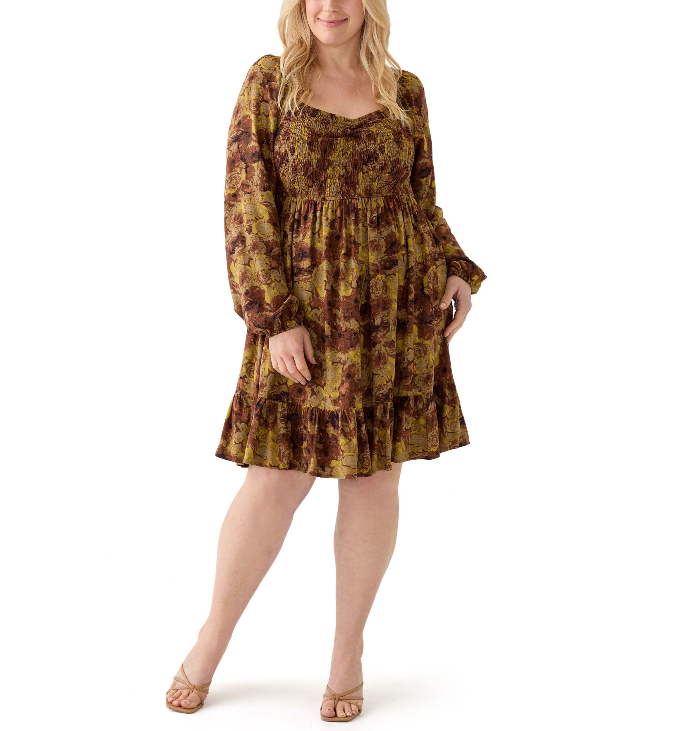 Plus Size Printed Babydoll Dress