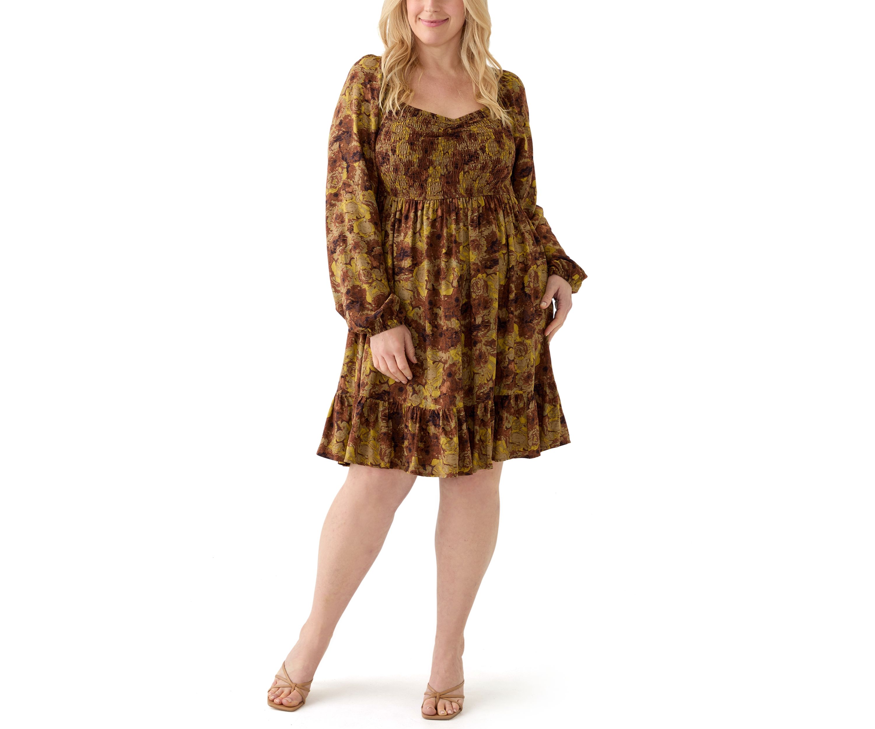 Plus Size Printed Babydoll Dress