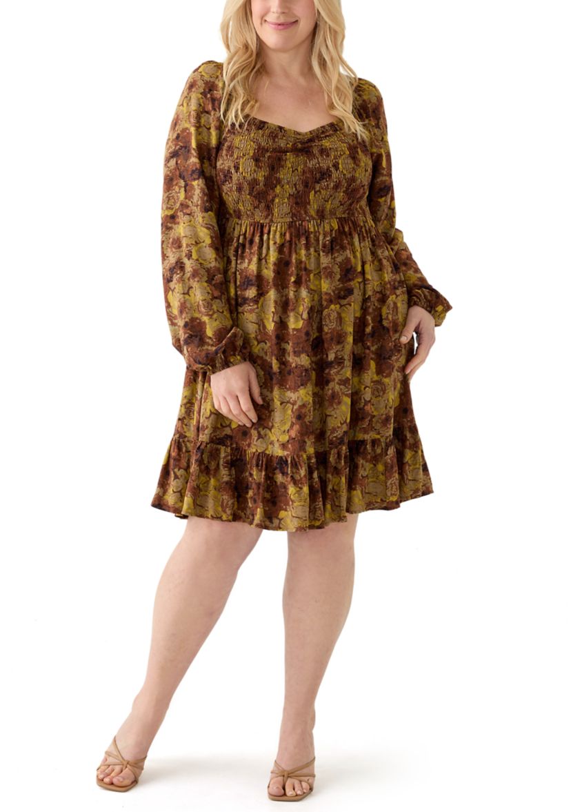 Plus Size Printed Babydoll Dress