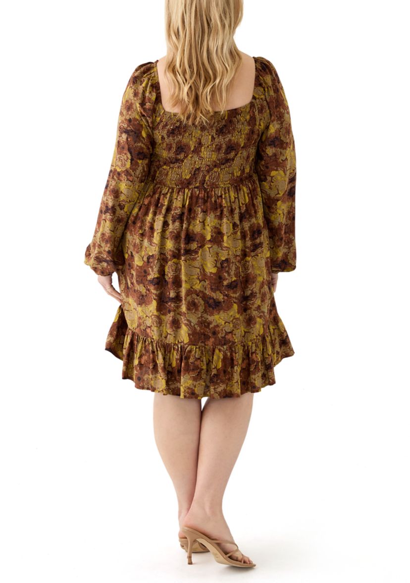 Plus Size Printed Babydoll Dress