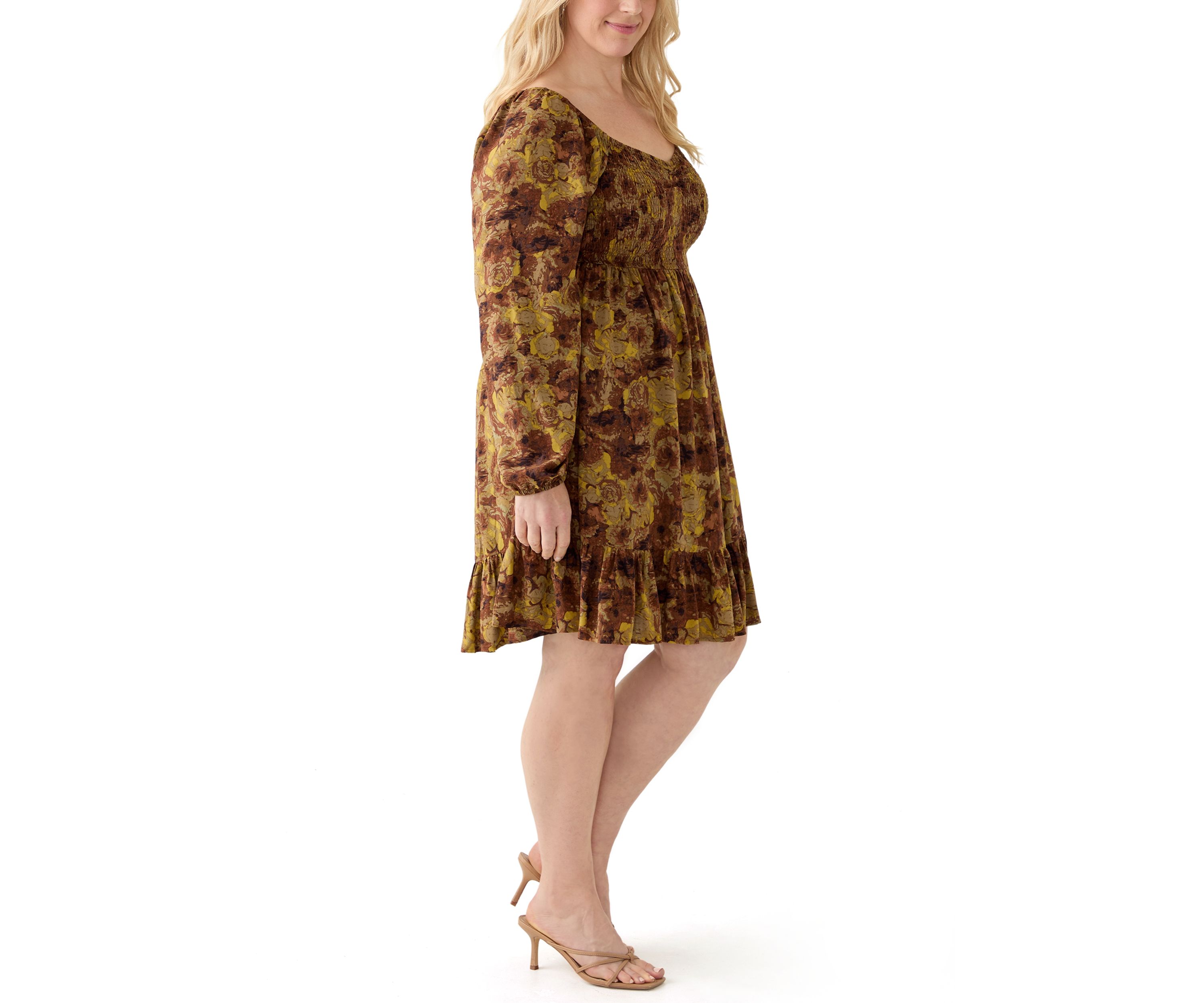 Plus Size Printed Babydoll Dress