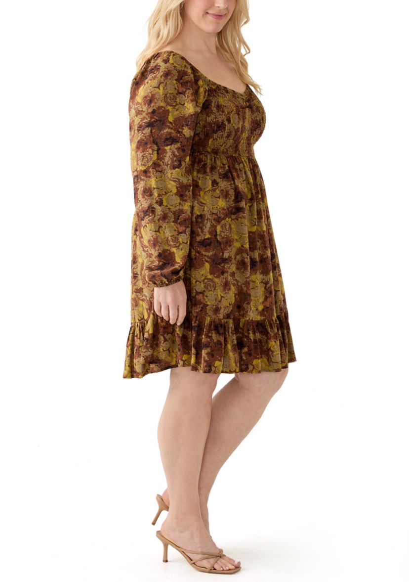 Plus Size Printed Babydoll Dress