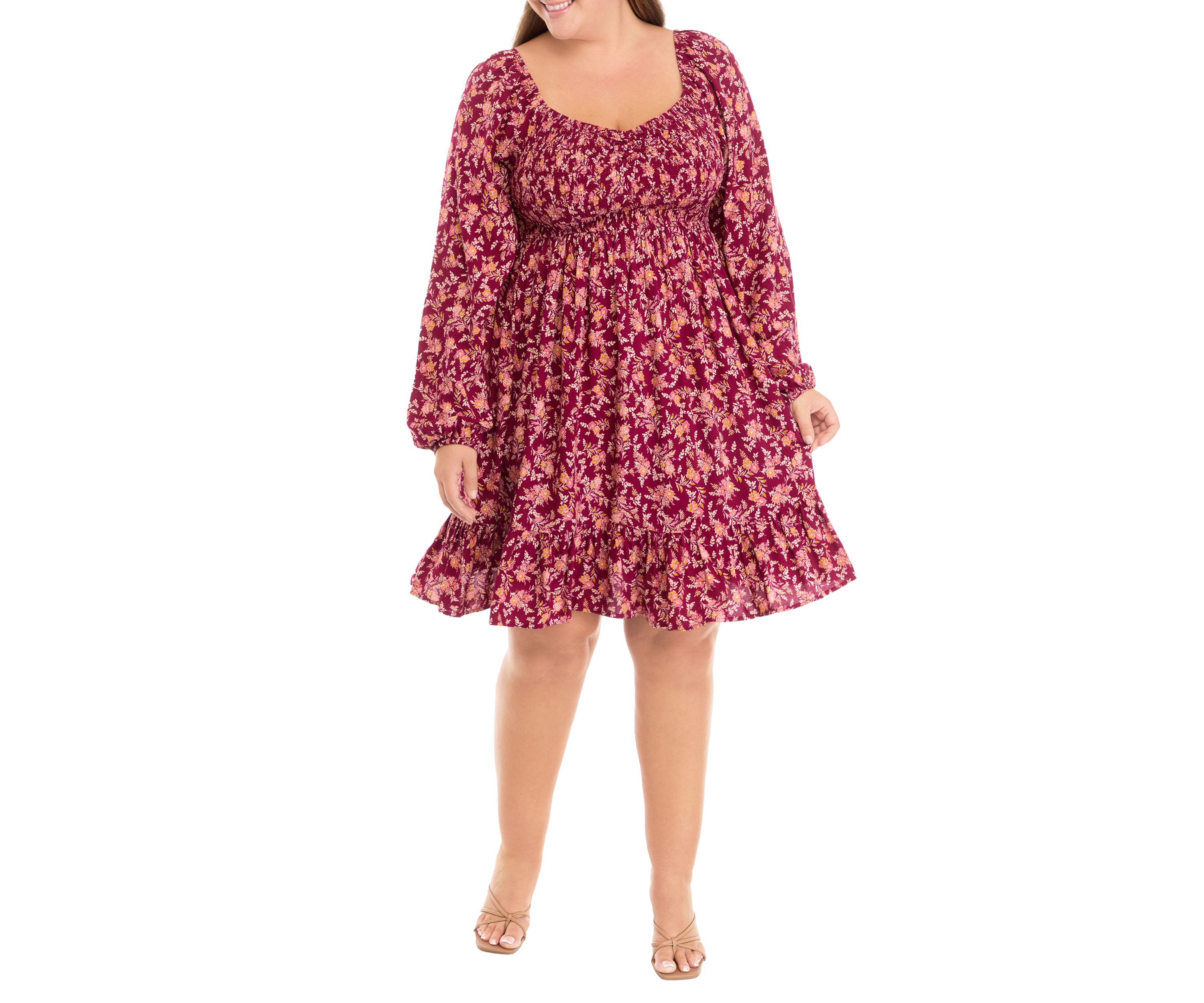 Plus Size Babydoll Dress with Smocking 