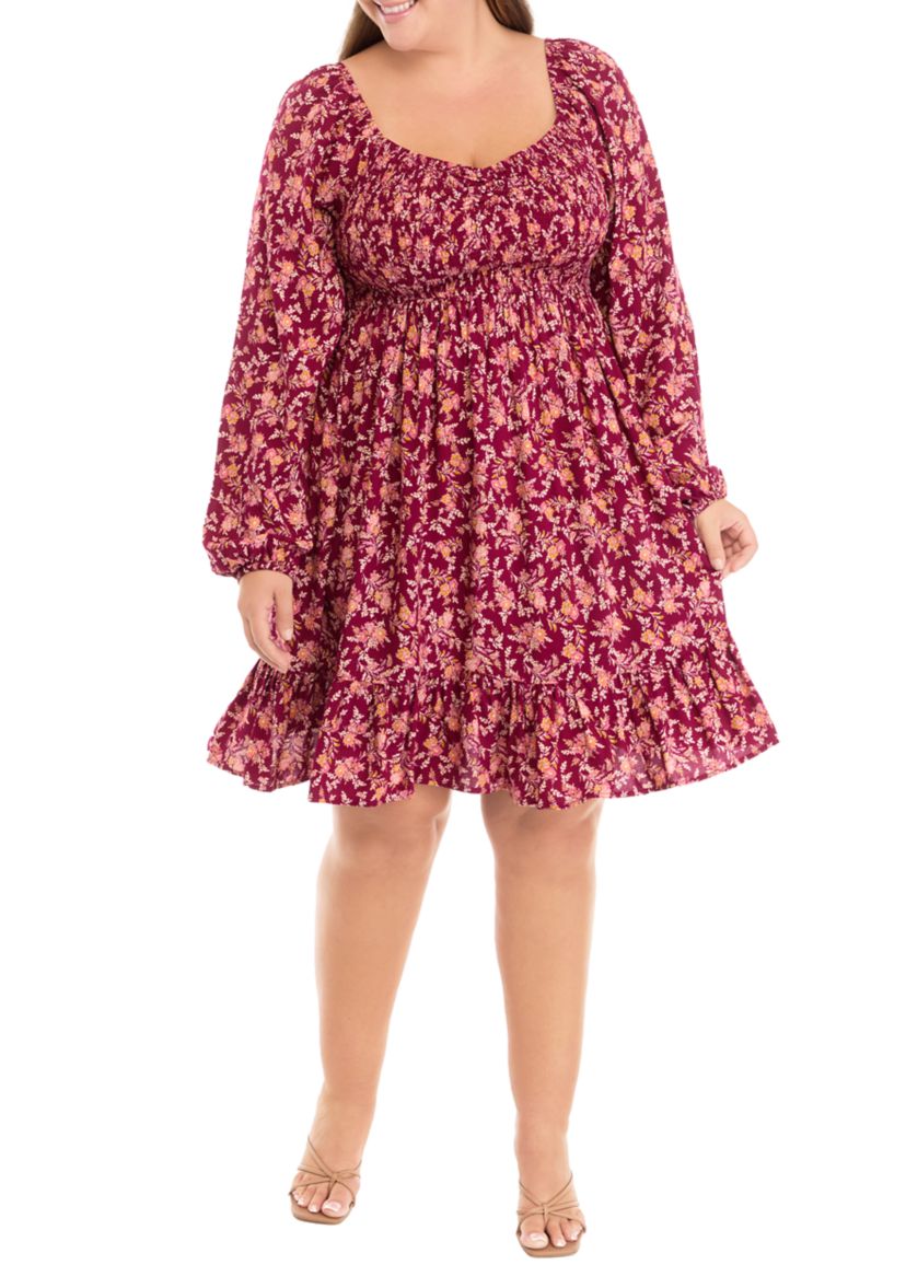 Plus Size Babydoll Dress with Smocking 