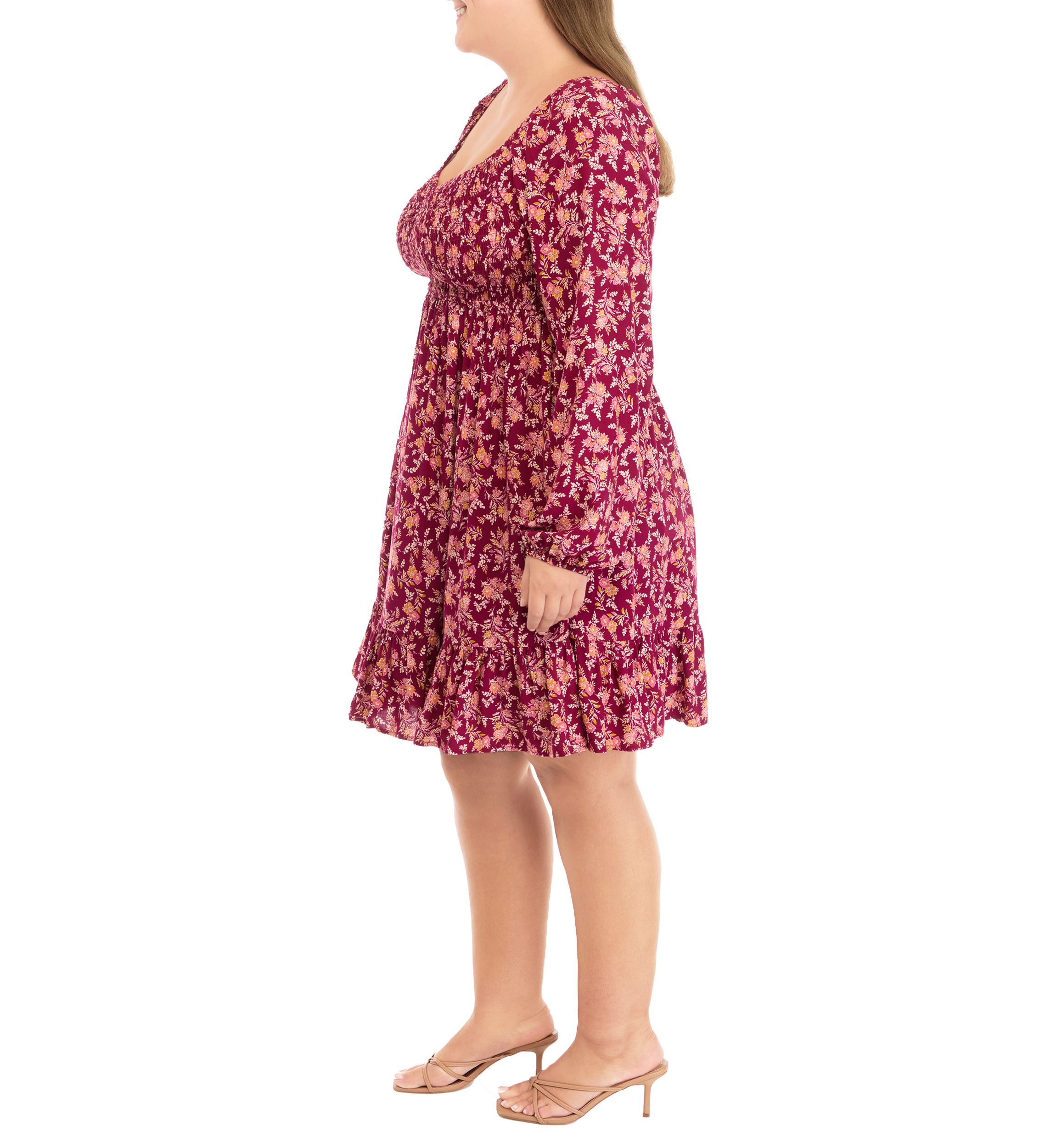 Plus Size Babydoll Dress with Smocking 