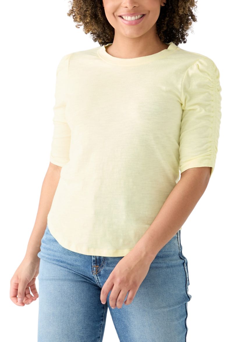 Womens Short Sleeve Garment Washed T-Shirt 