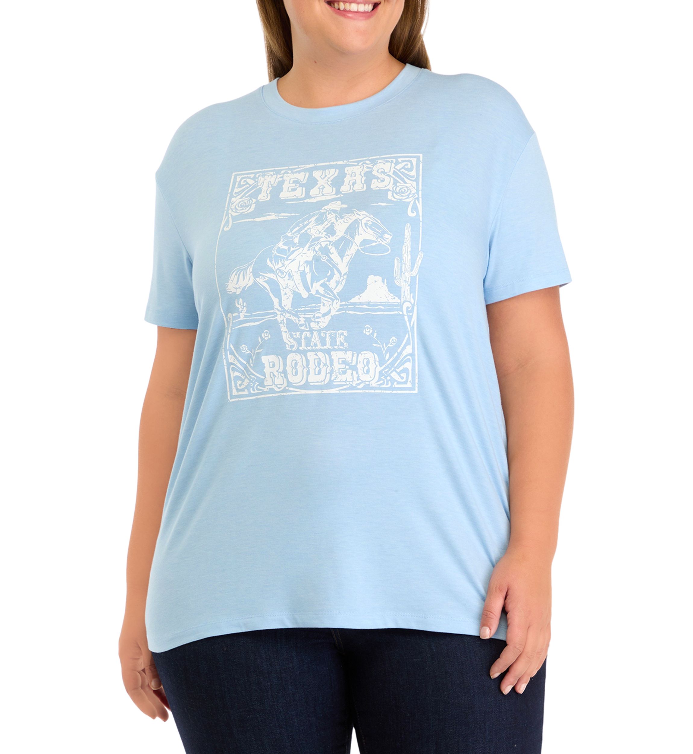 Plus Size Short Sleeve Texas Rodeo Graphic T-Shirt