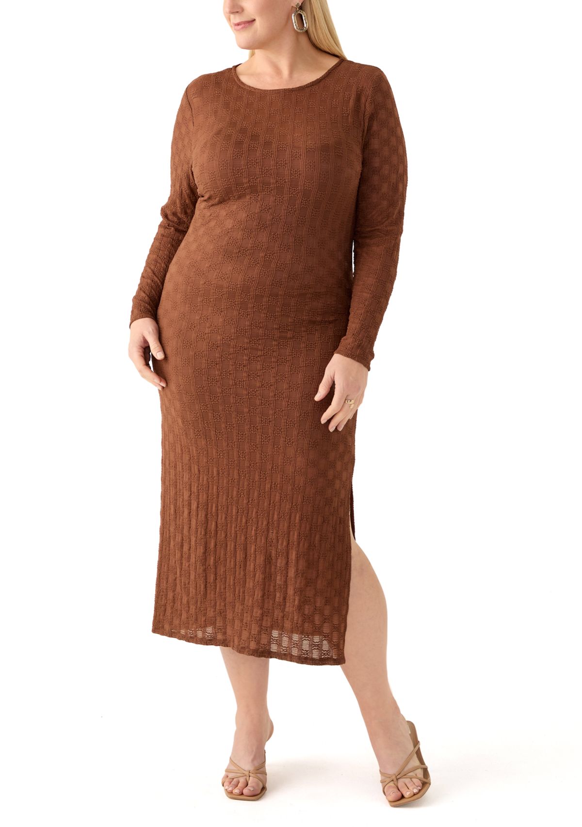 Plus Size Long Bodycon Lace Dress with Cami Lining