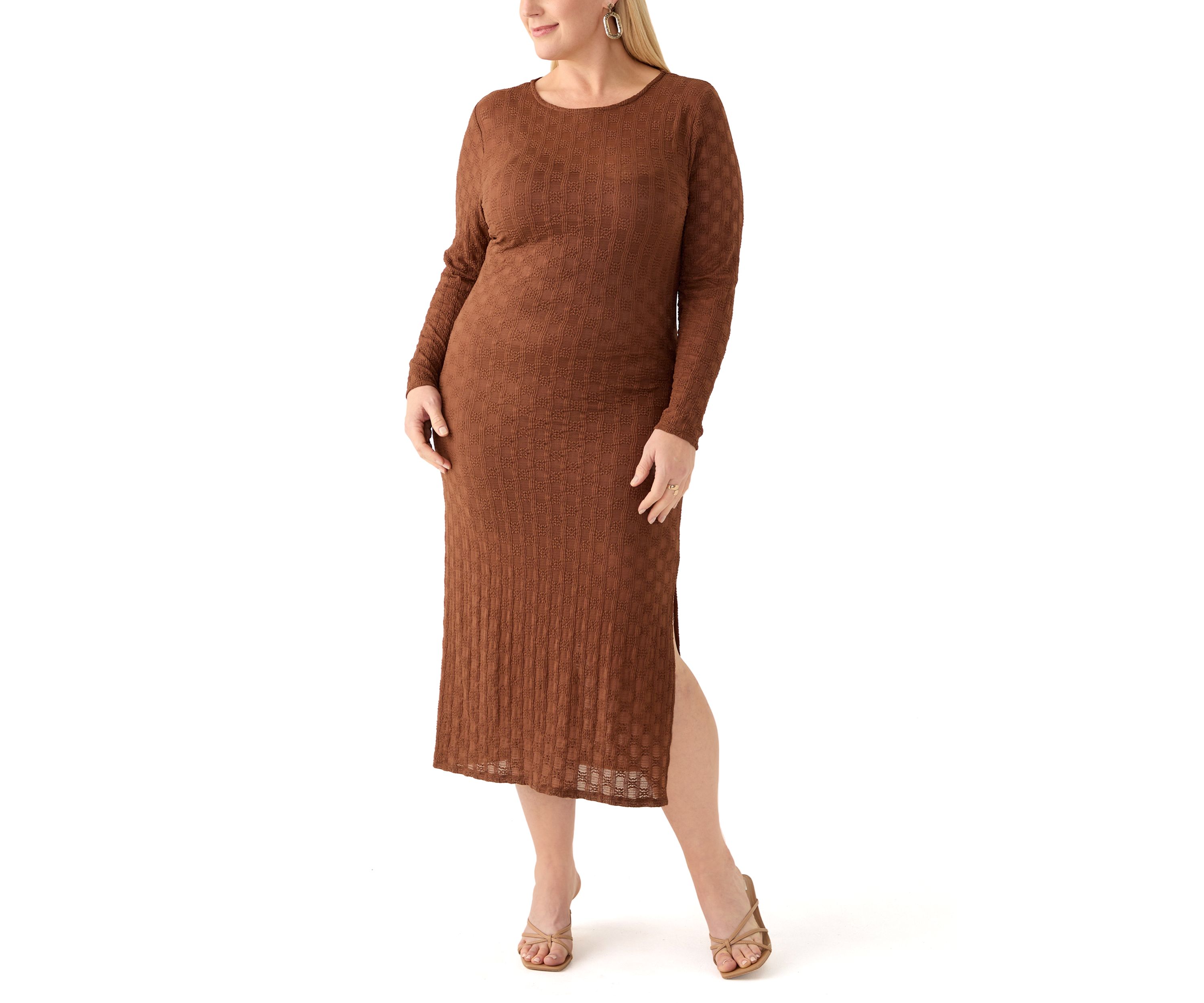 Plus Size Long Bodycon Lace Dress with Cami Lining