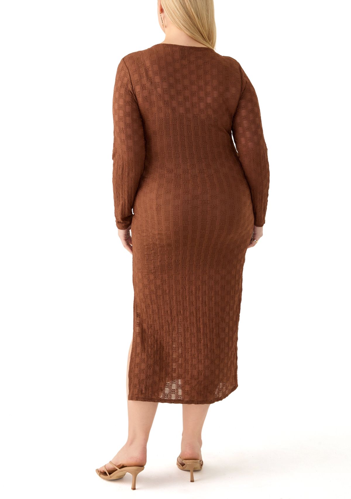 Plus Size Long Bodycon Lace Dress with Cami Lining