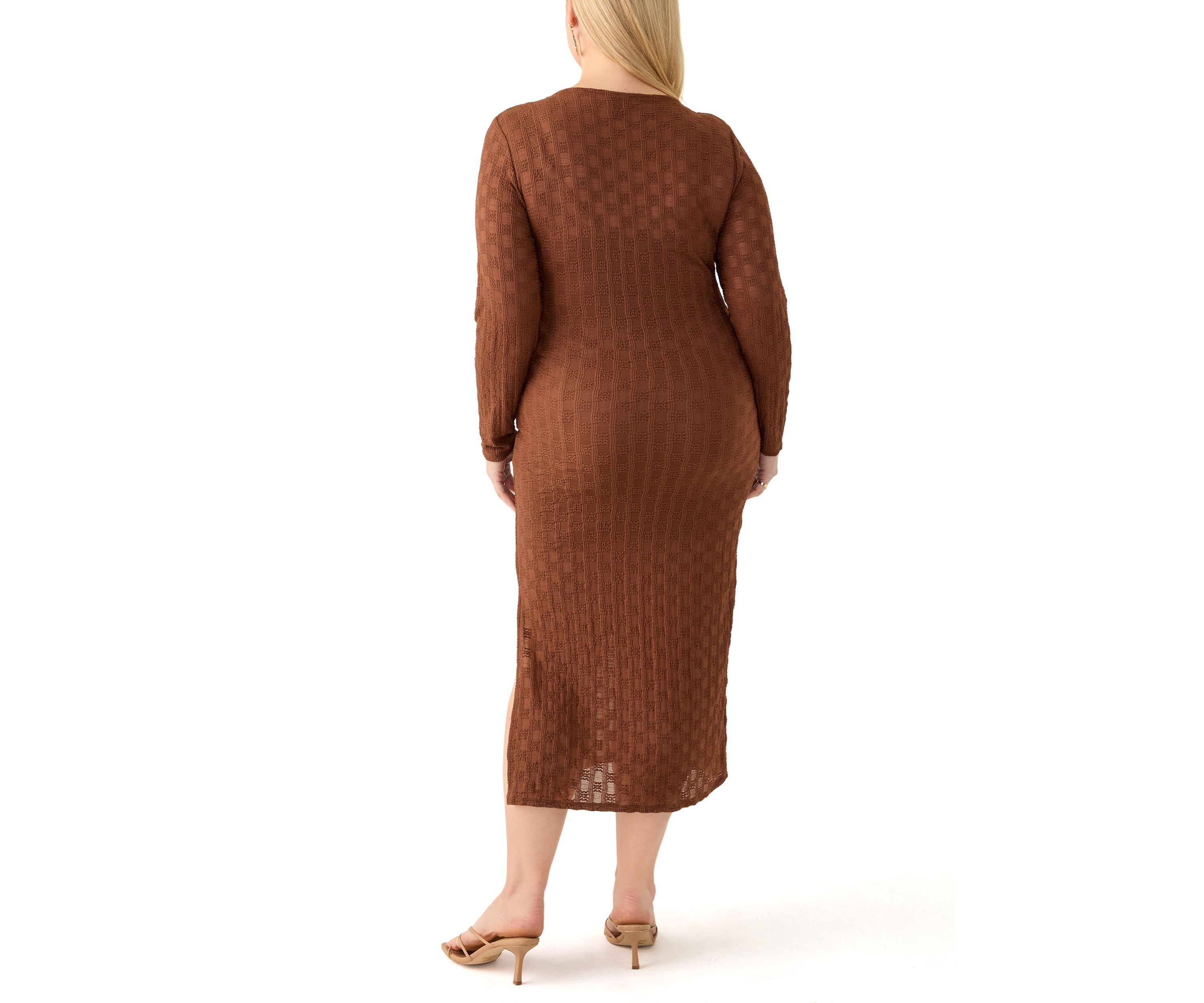Plus Size Long Bodycon Lace Dress with Cami Lining