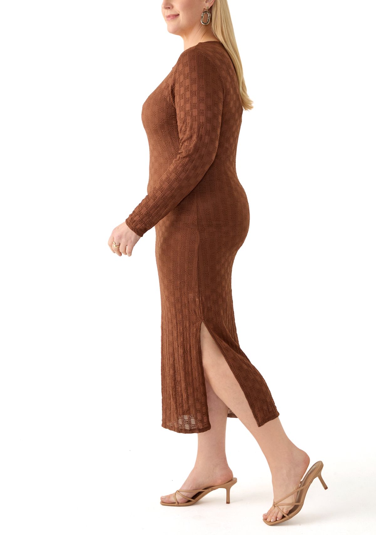 Plus Size Long Bodycon Lace Dress with Cami Lining