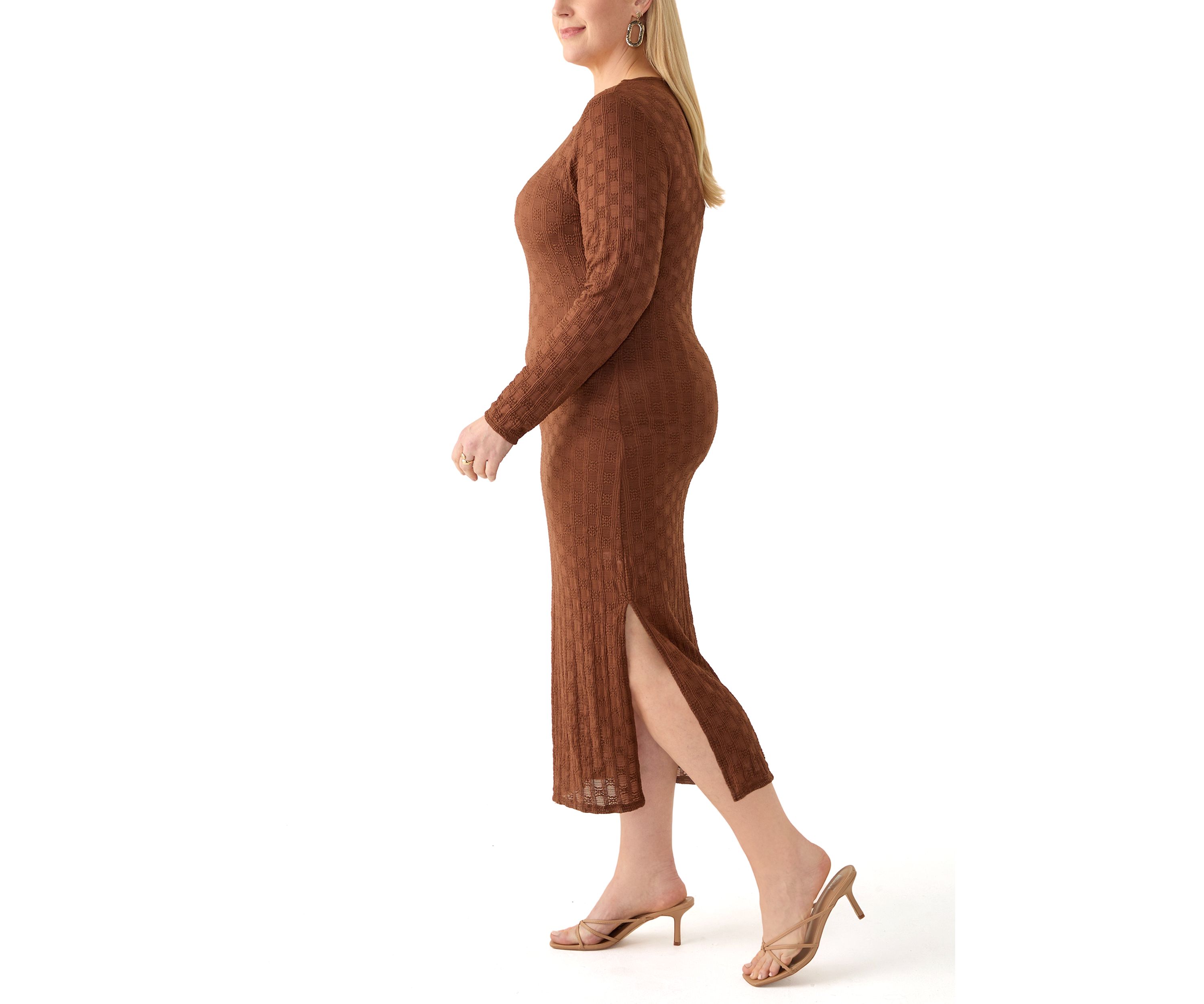 Plus Size Long Bodycon Lace Dress with Cami Lining