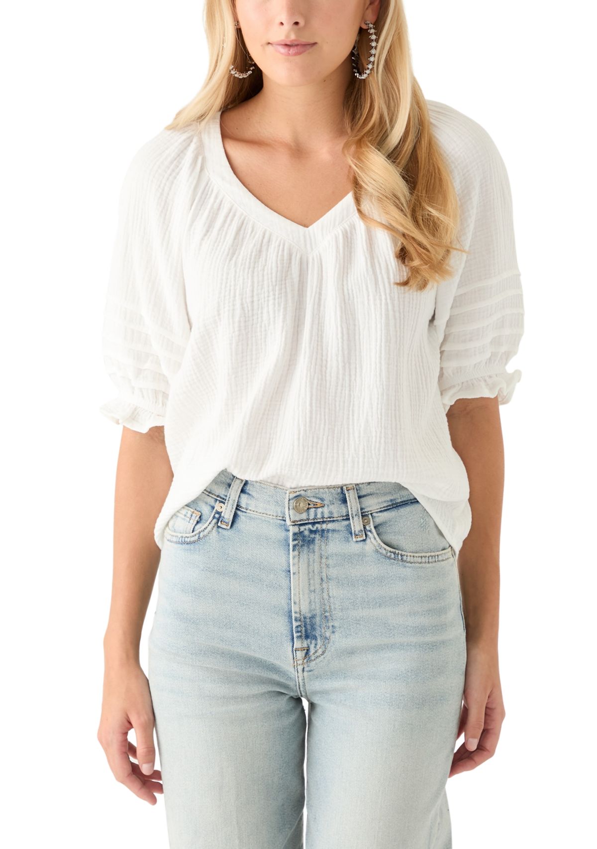 Womens V-Neck Raglan Peasant Top