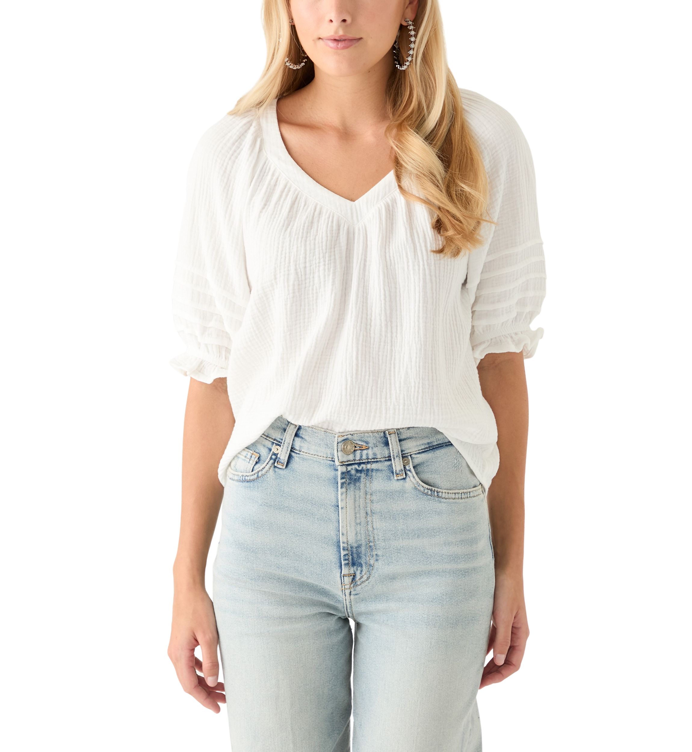 Womens V-Neck Raglan Peasant Top