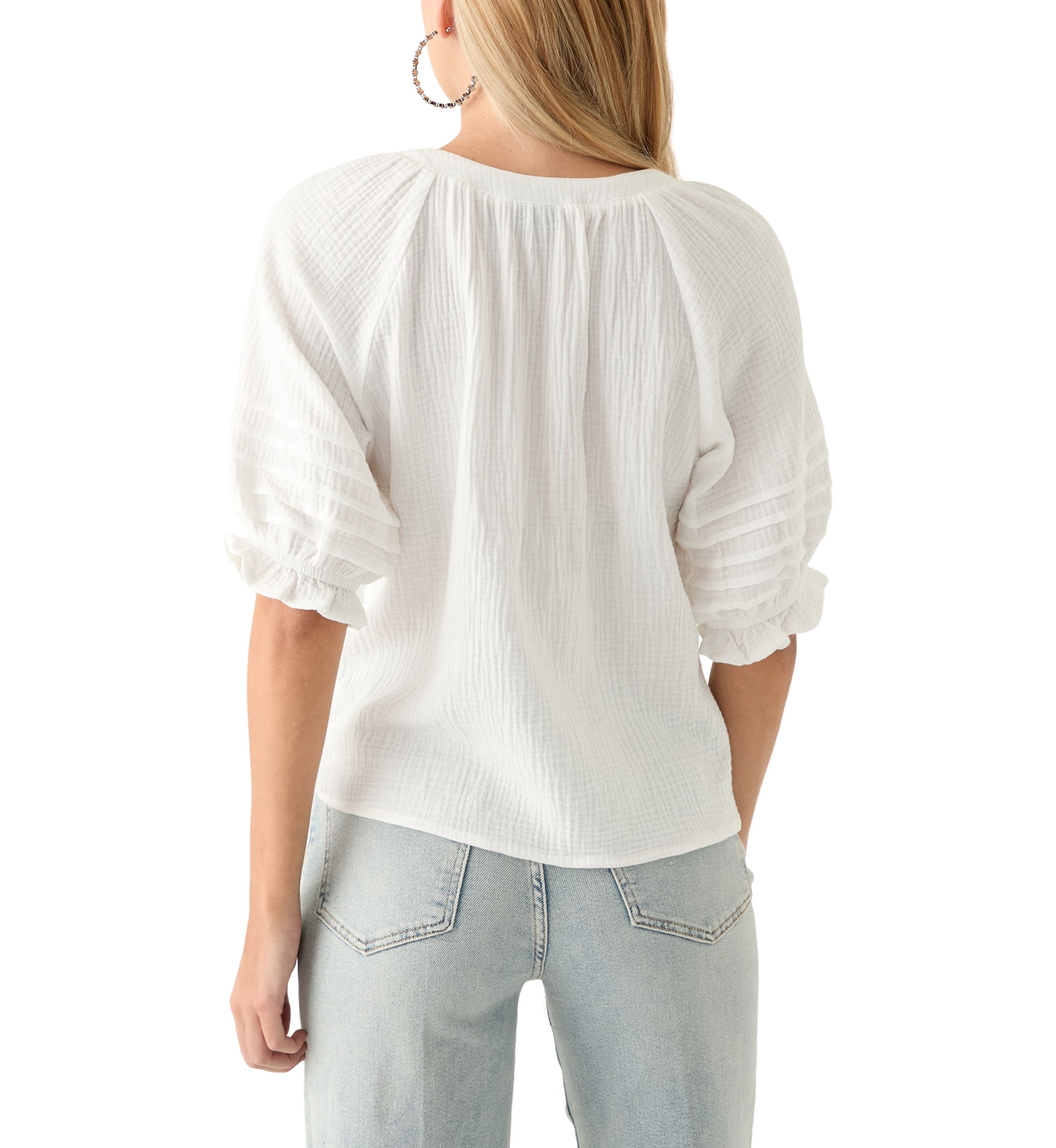 Womens V-Neck Raglan Peasant Top