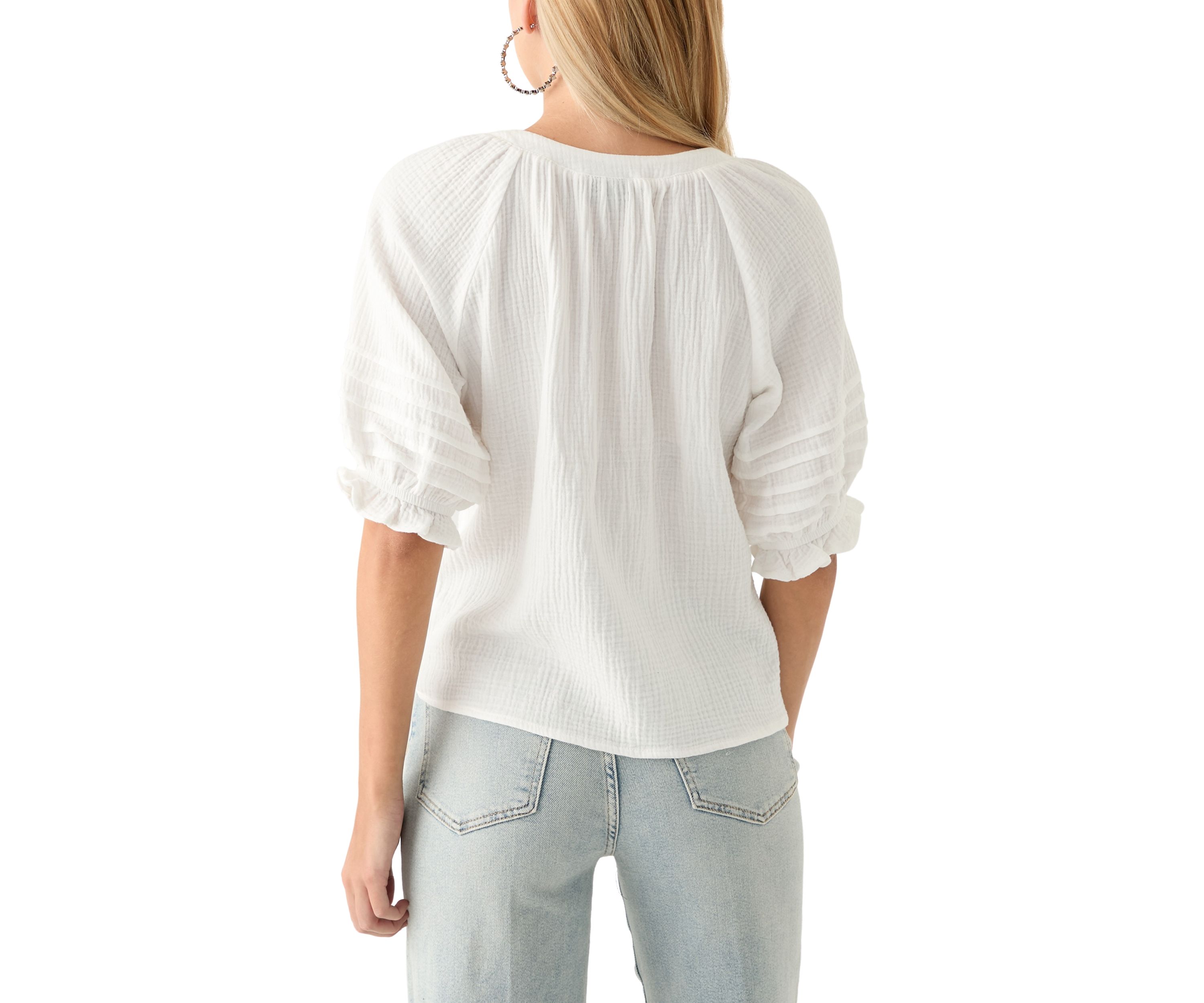 Womens V-Neck Raglan Peasant Top