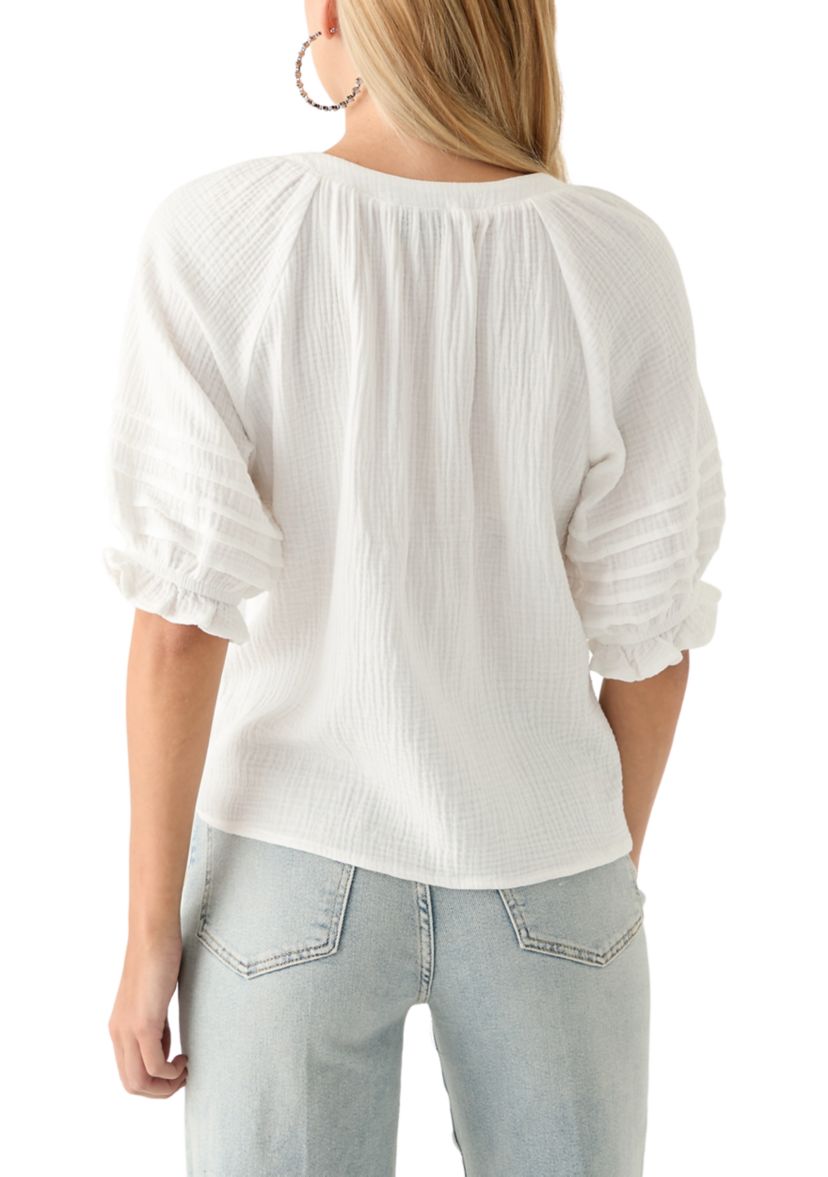Womens V-Neck Raglan Peasant Top