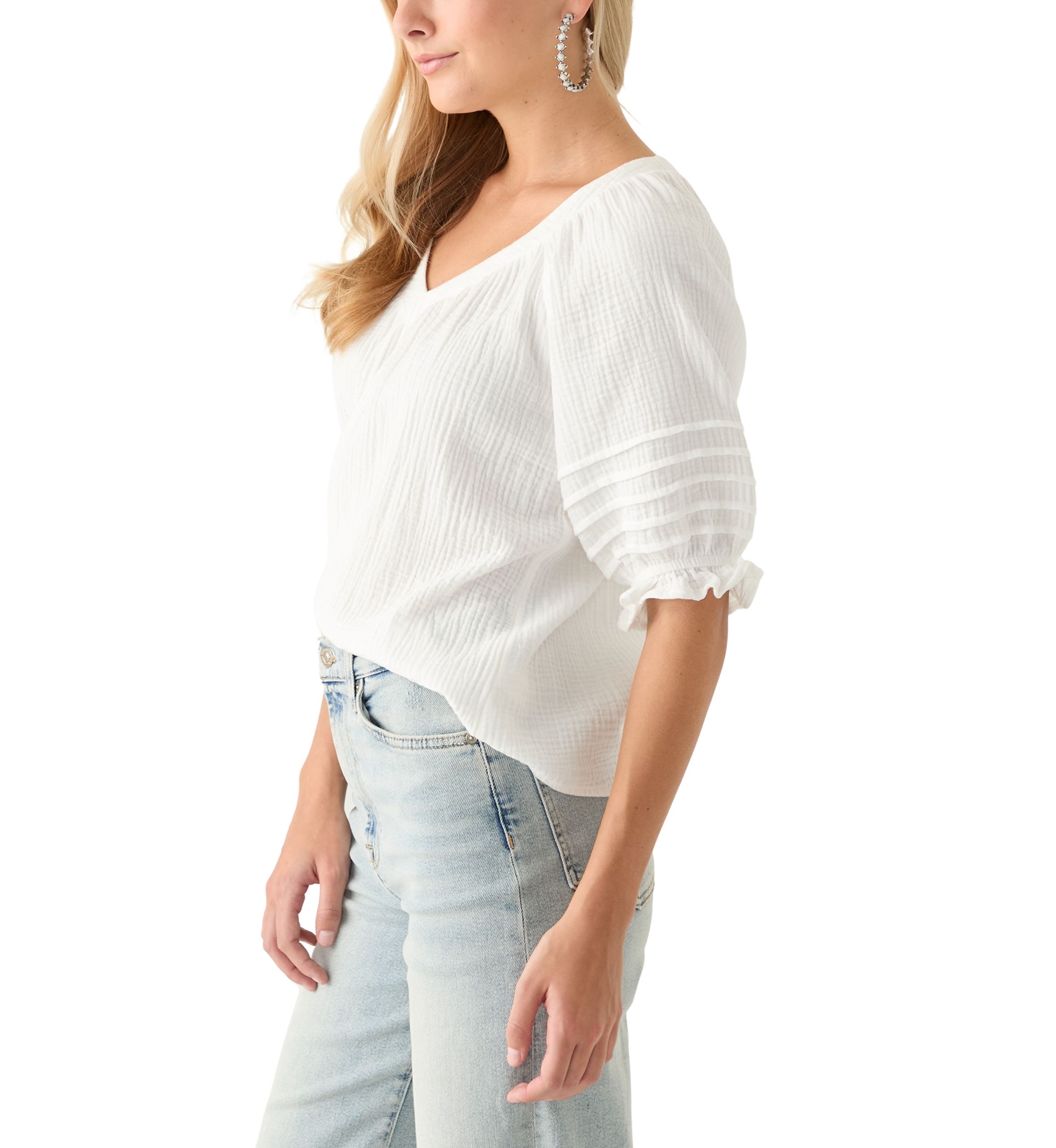 Womens V-Neck Raglan Peasant Top