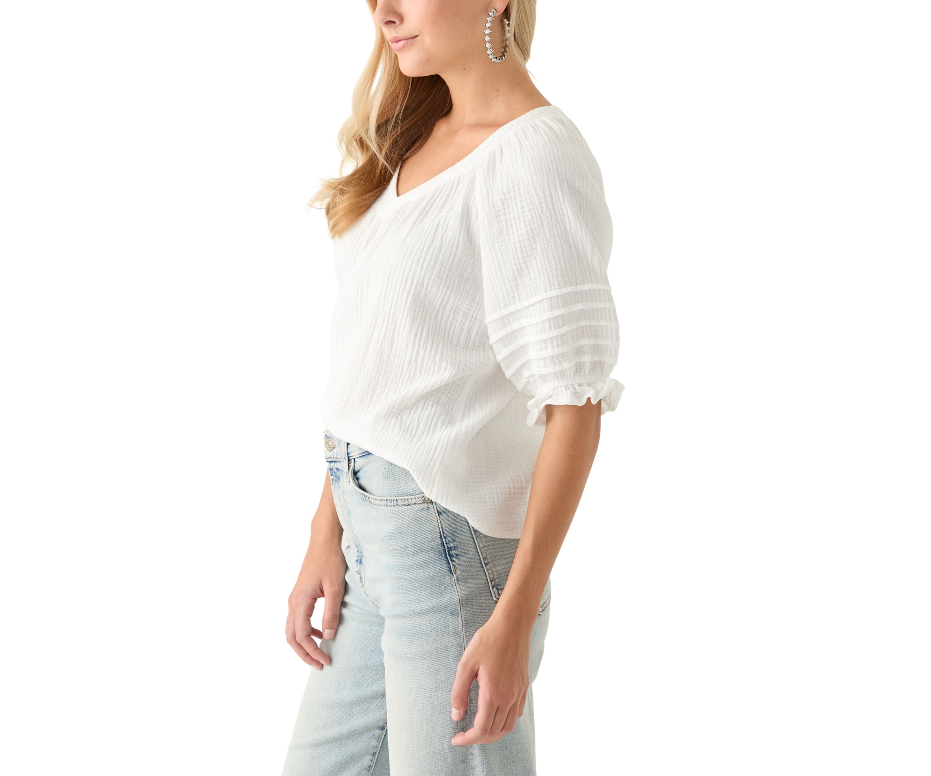 Womens V-Neck Raglan Peasant Top