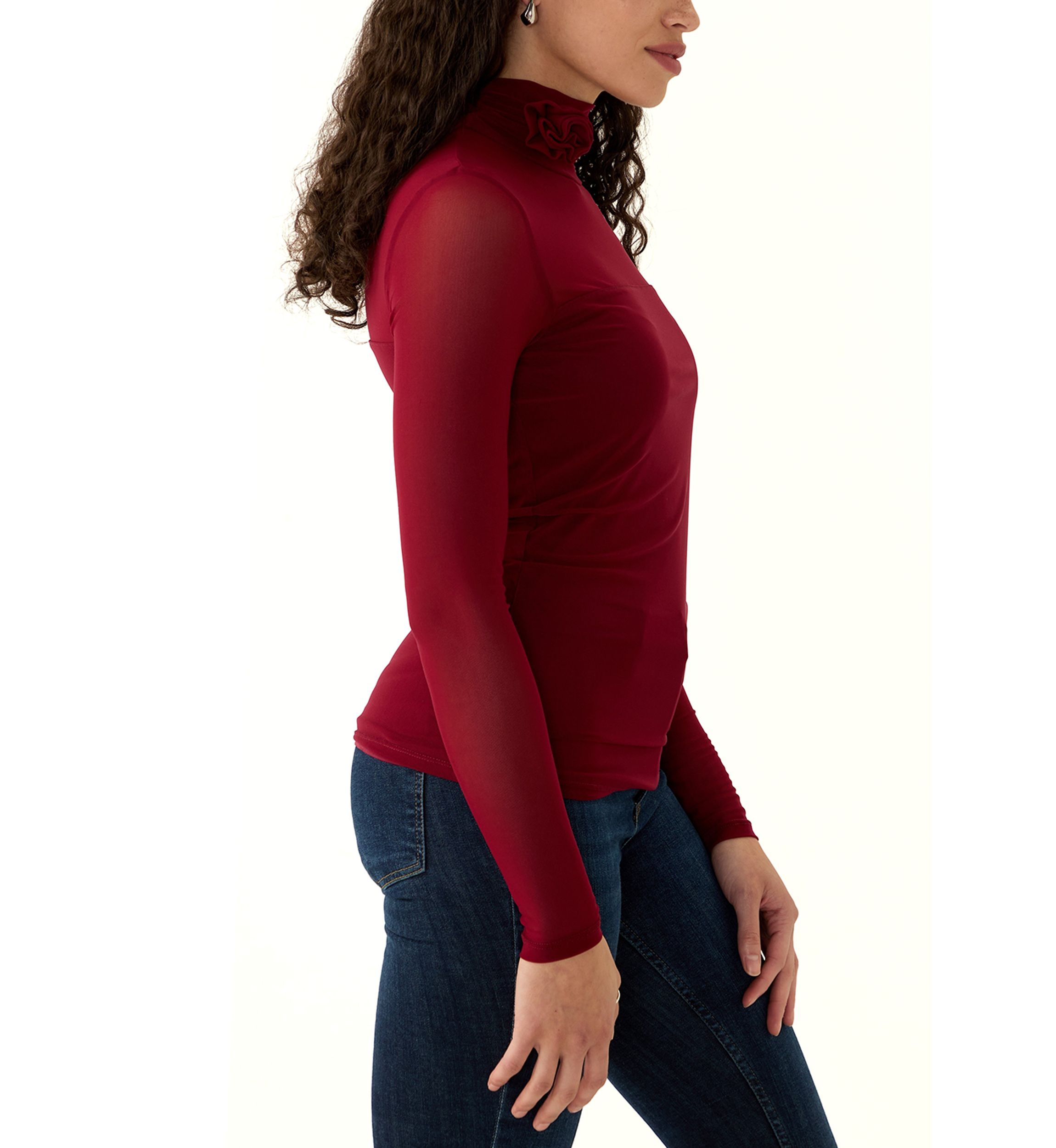 Womens Long Sleeve Mock Neck Top