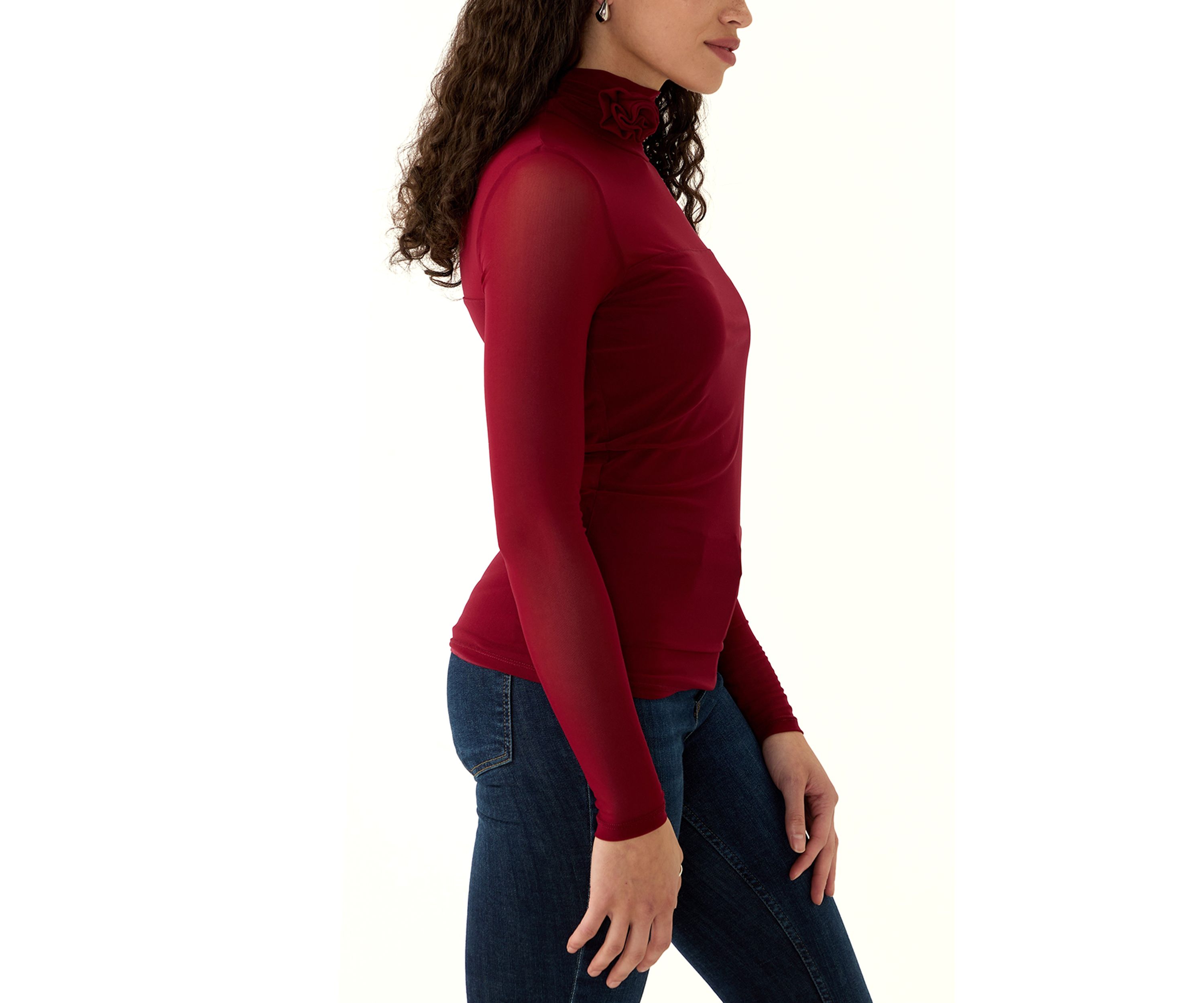 Womens Long Sleeve Mock Neck Top
