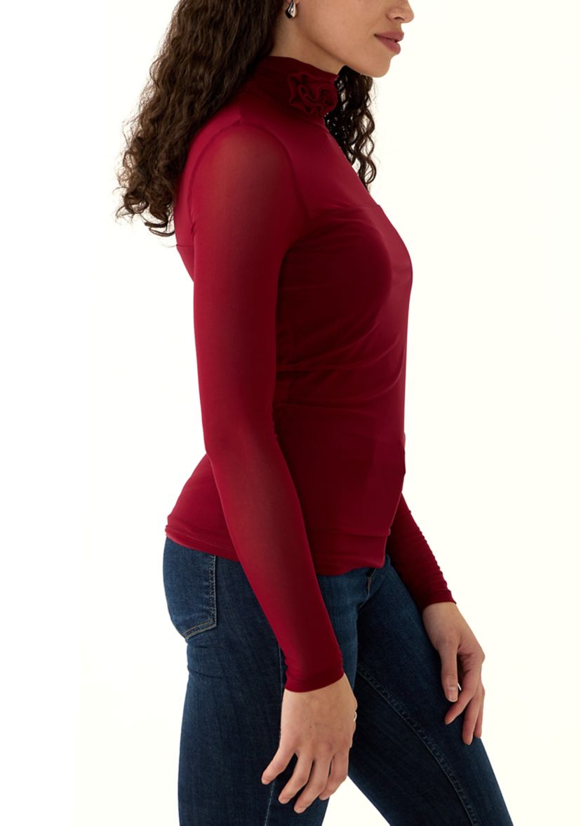 Womens Long Sleeve Mock Neck Top