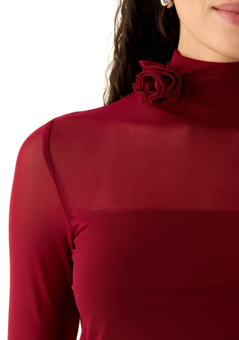 Womens Long Sleeve Mock Neck Top