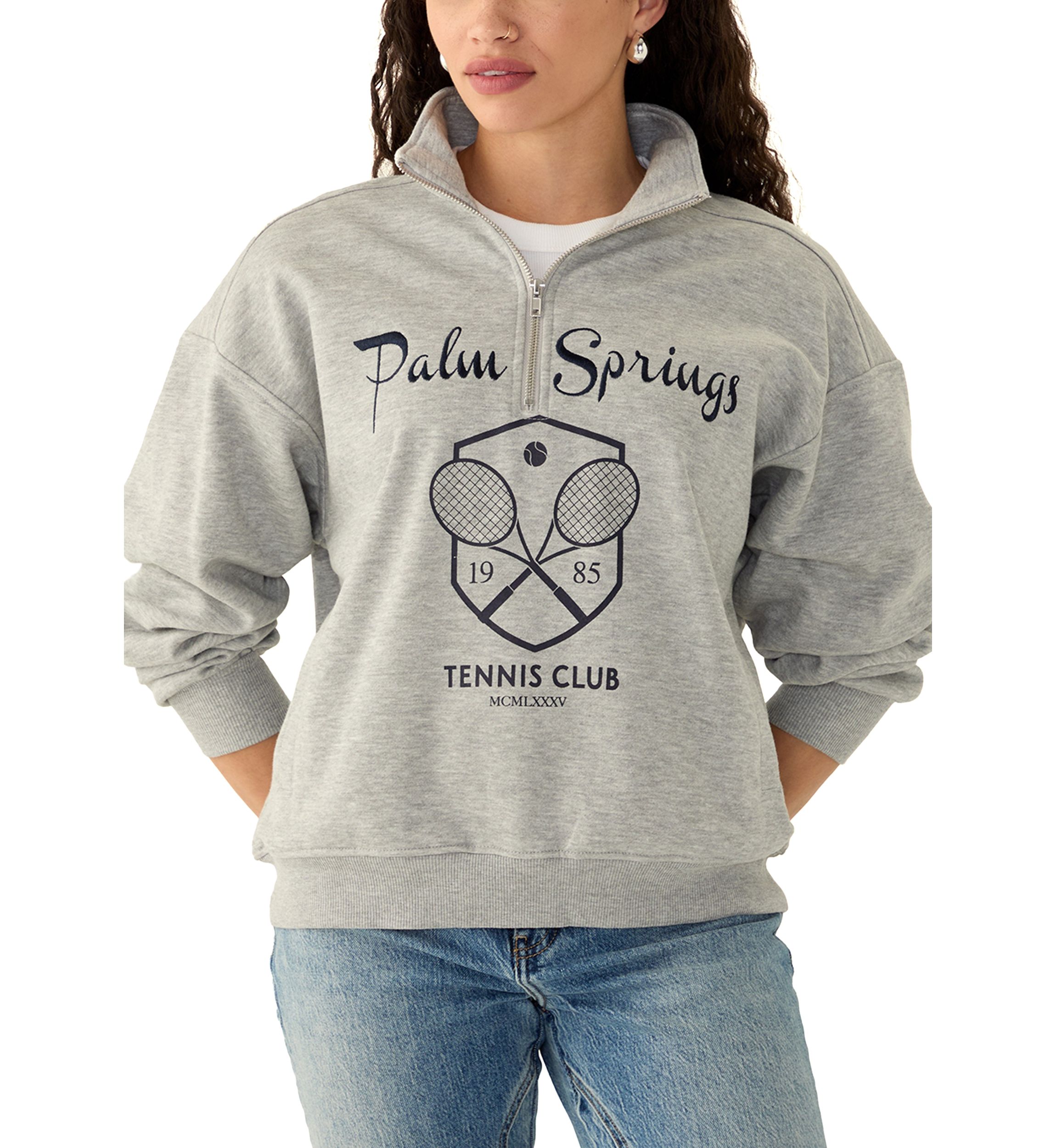 Womens 1/4 Zip Palm Springs Graphic Pullover