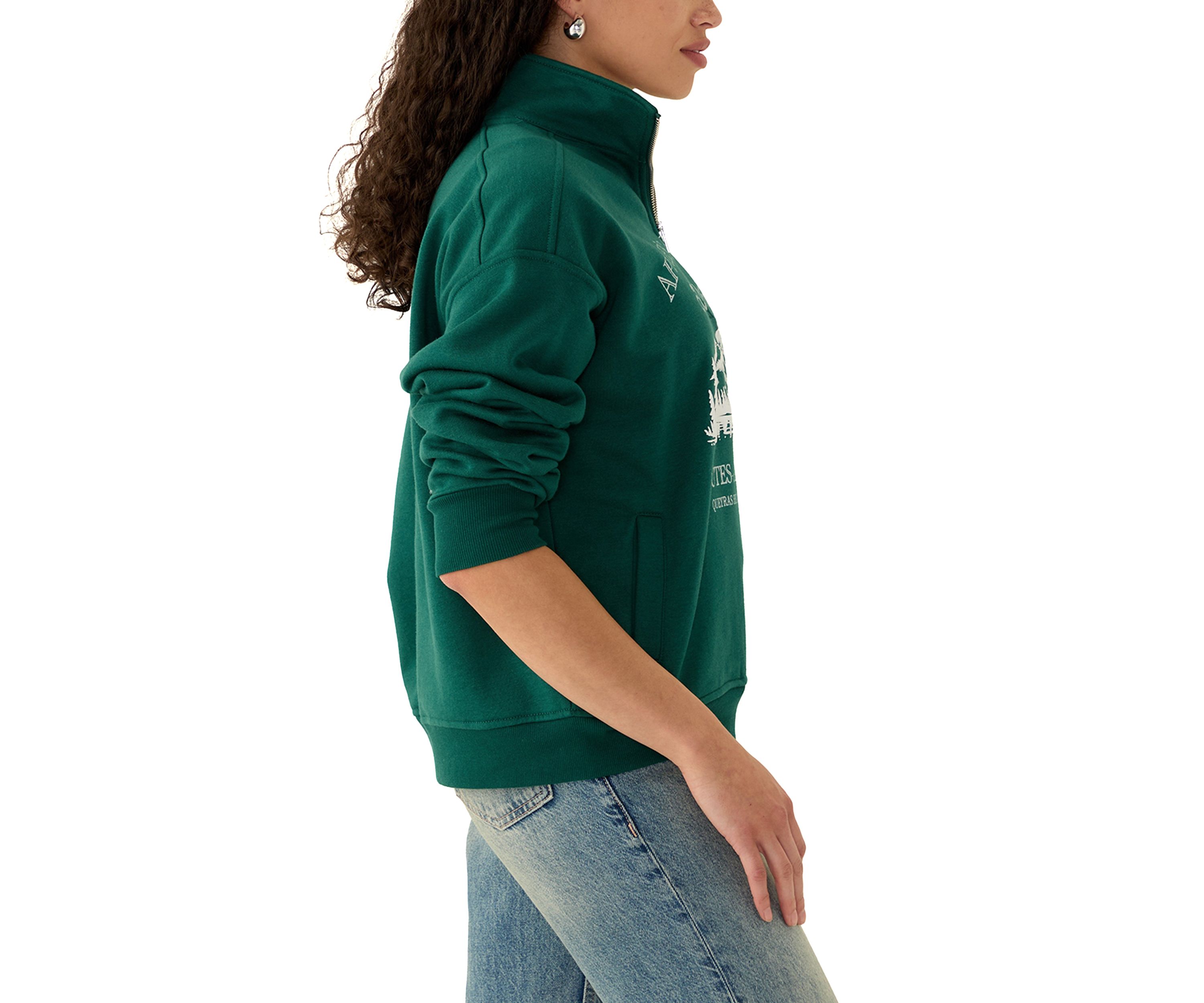Womens 1/4 Zip Apres Ski Mountain Logo Graphic Pullover