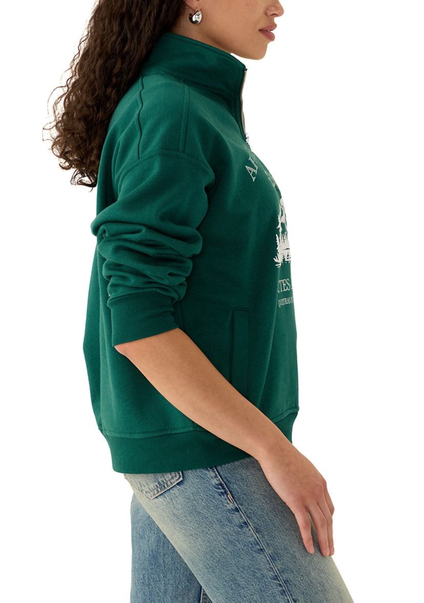 Womens 1/4 Zip Apres Ski Mountain Logo Graphic Pullover