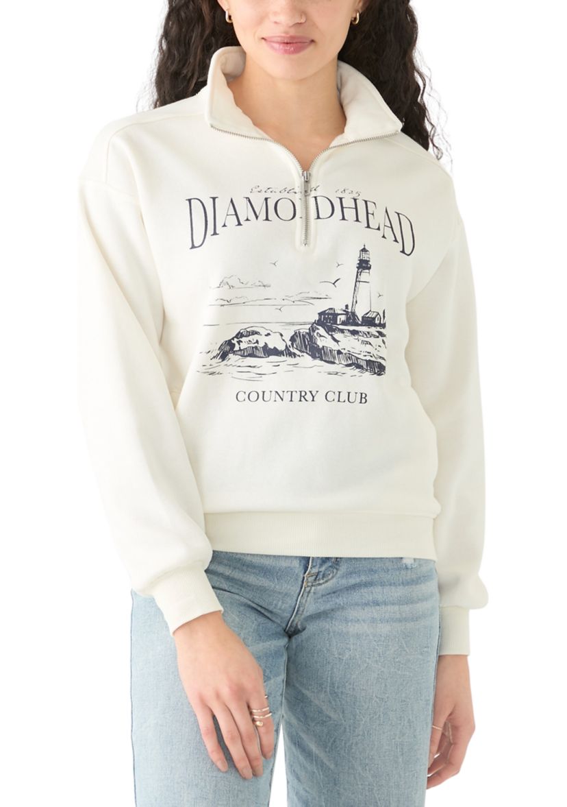 Womens Long Sleeve Zip Diamond Head Graphic Sweatshirt
