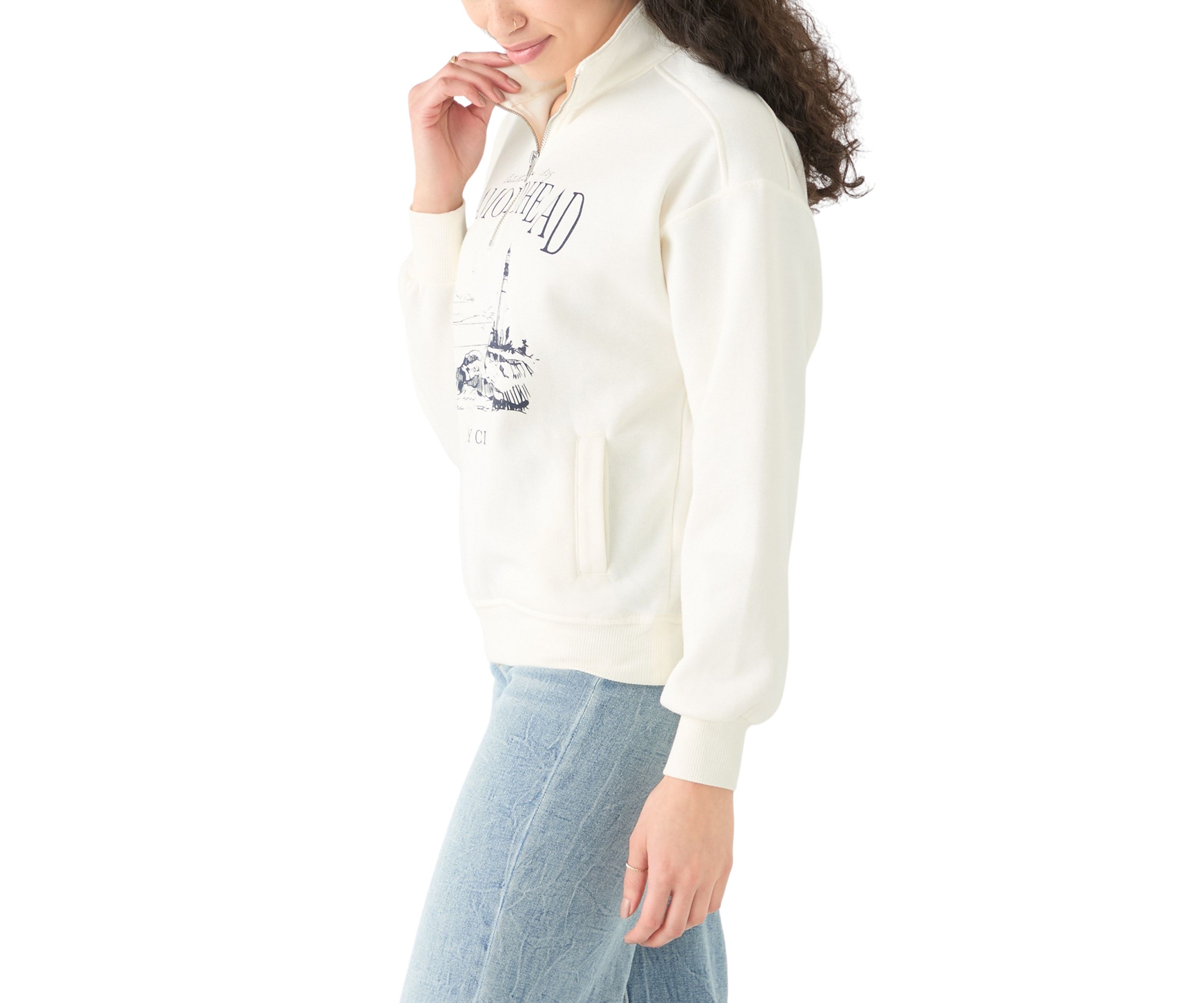 Womens Long Sleeve Zip Diamond Head Graphic Sweatshirt