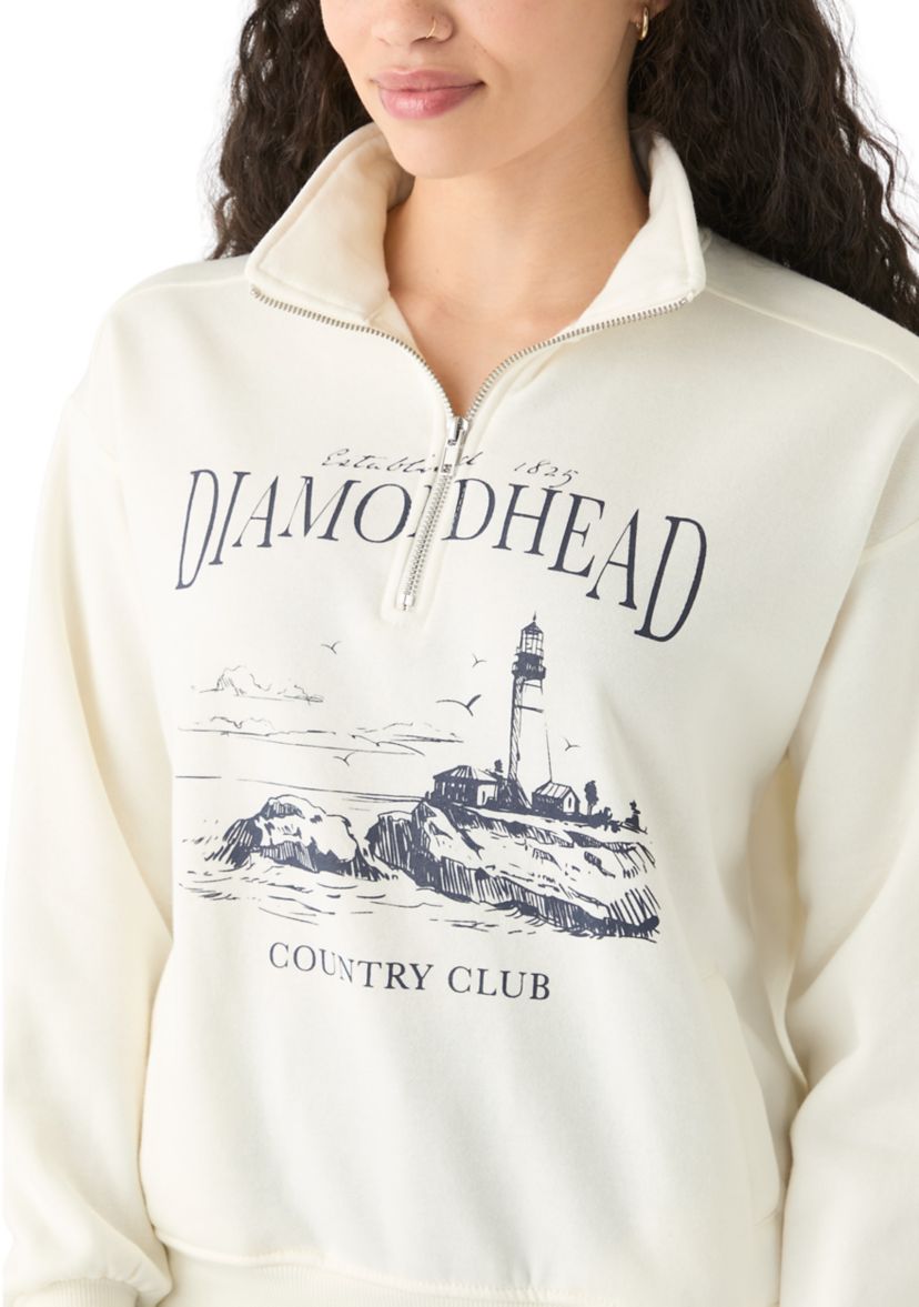 Womens Long Sleeve Zip Diamond Head Graphic Sweatshirt
