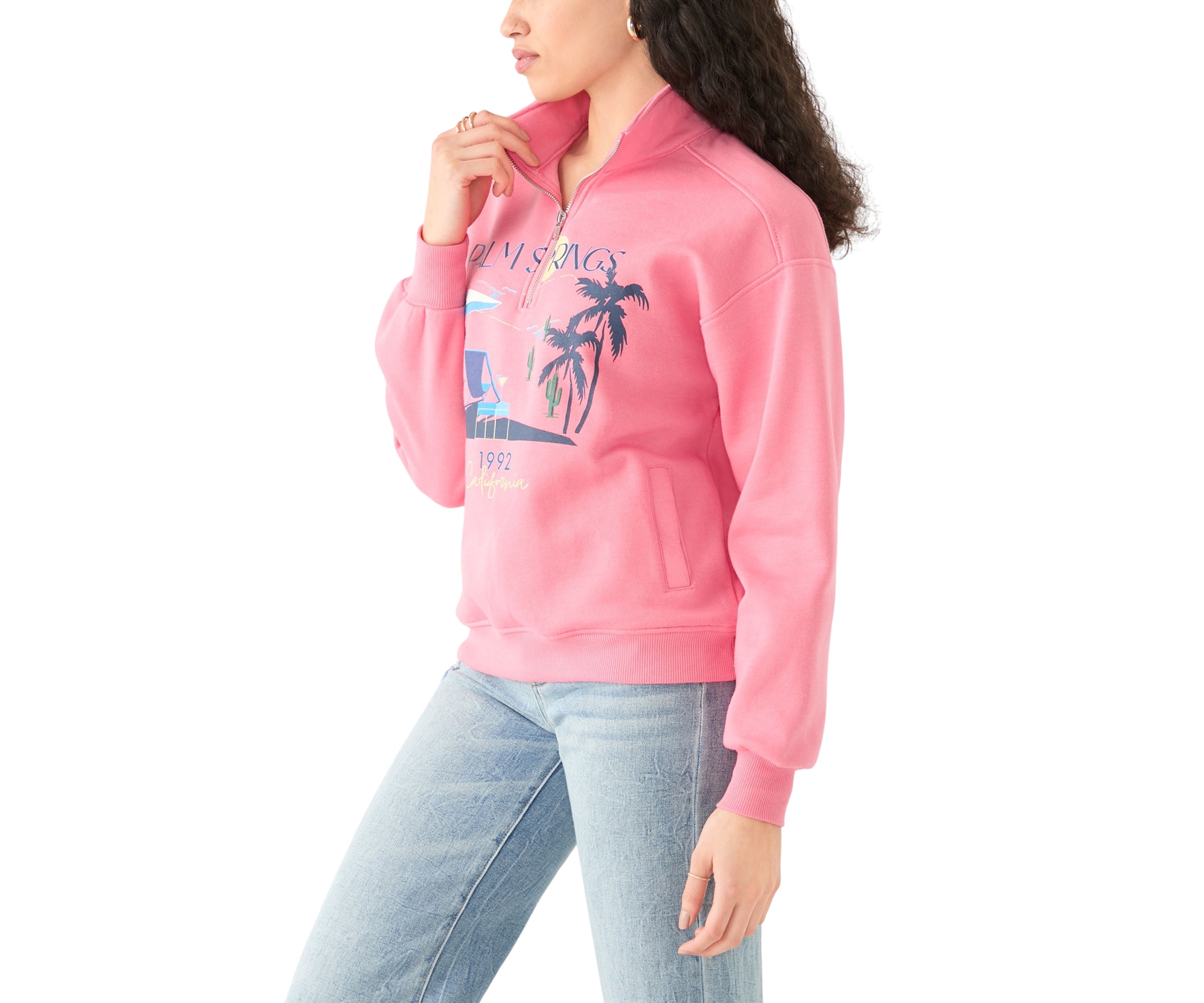 Womens Long Sleeve Zip Palm Springs Graphic Sweatshirt