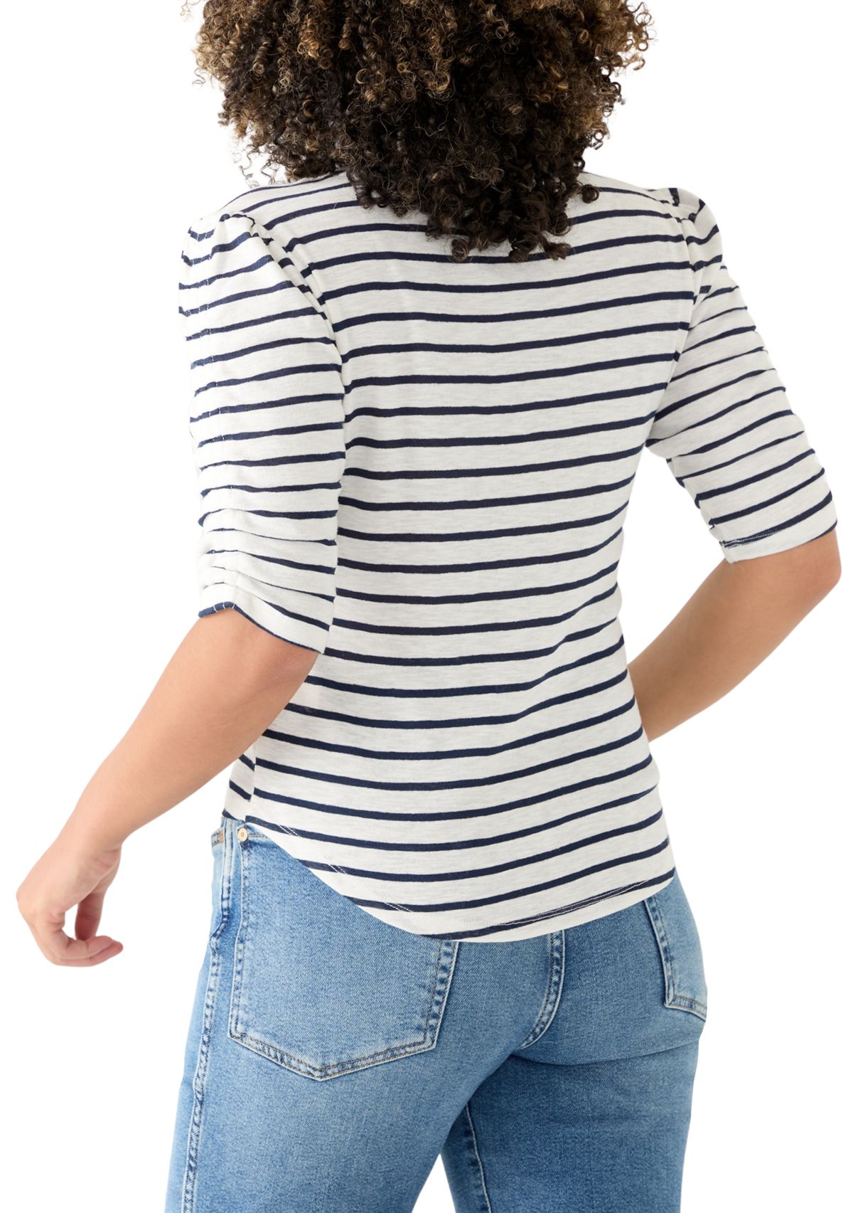 Womens Short Sleeve Striped Crew T-Shirt