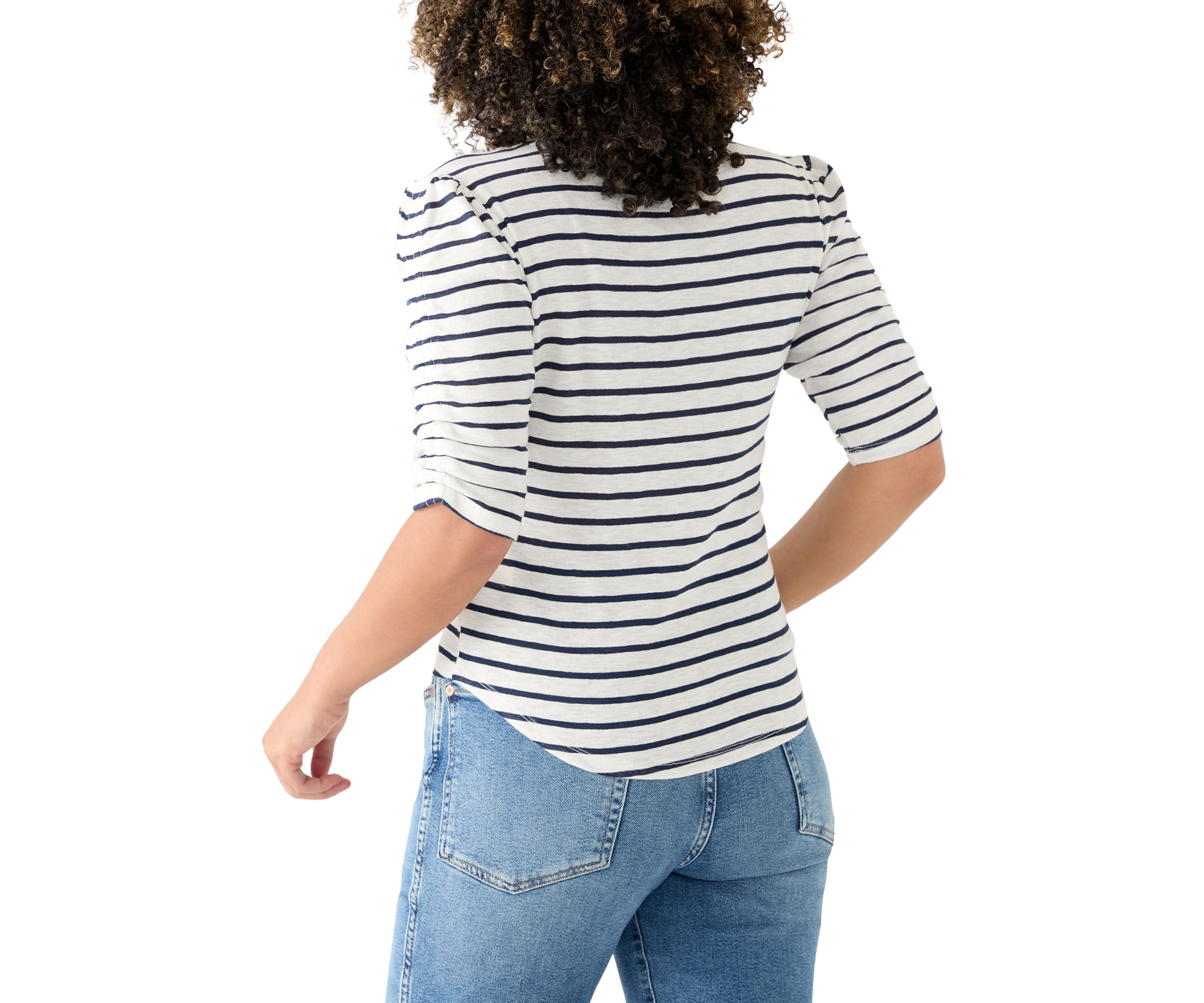 Womens Short Sleeve Striped Crew T-Shirt
