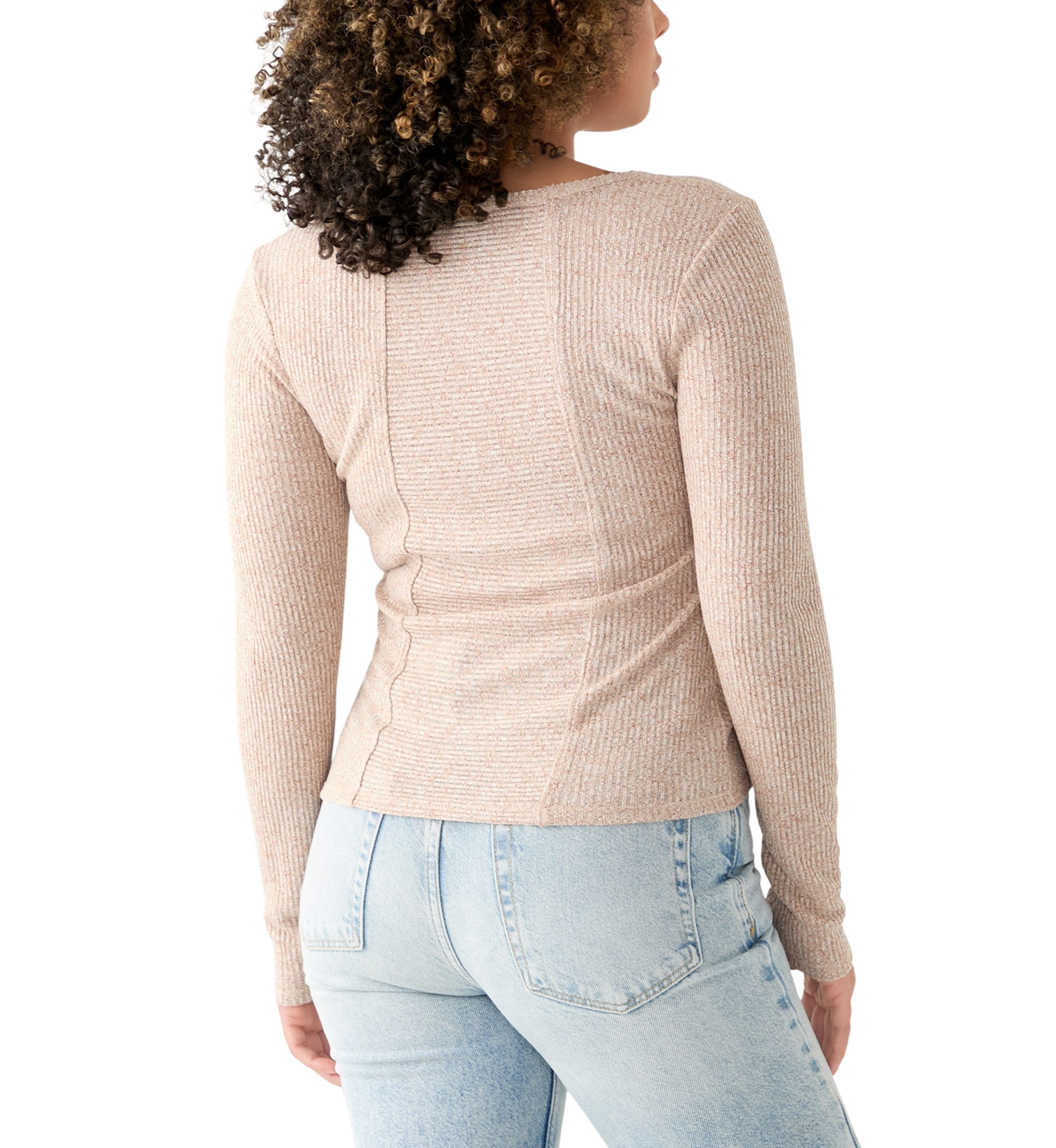 Womens Long Sleeve Square Neck Splicing T-Shirt 