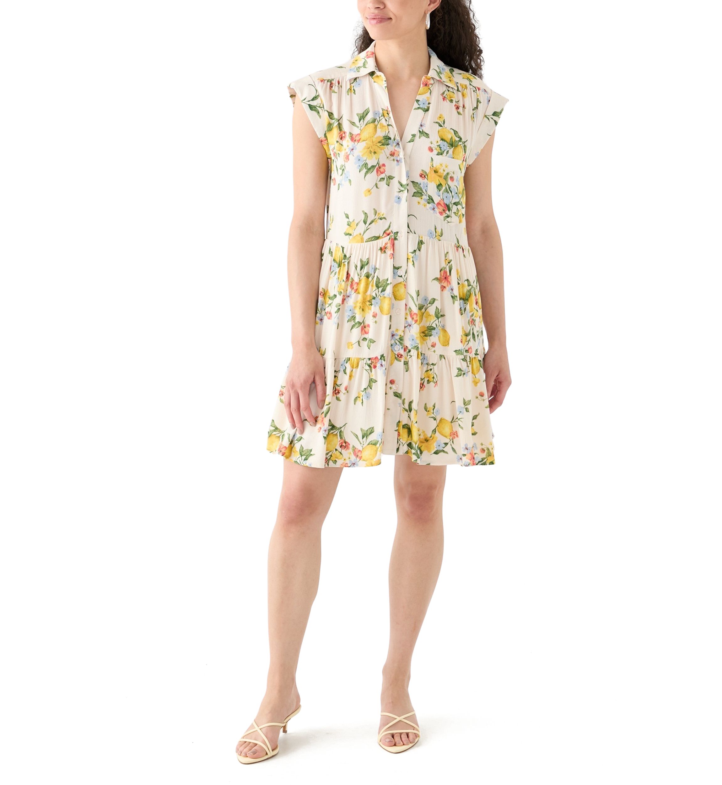 Womens Floral Printed Mini Shirtdress
