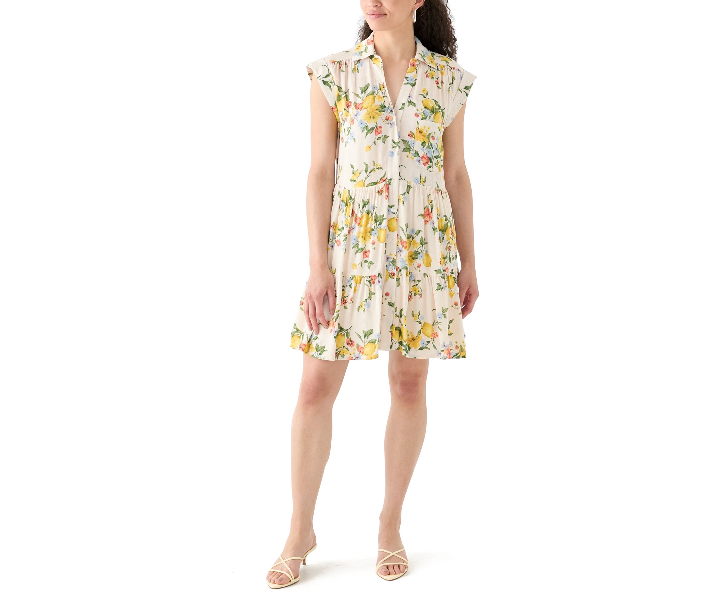 Womens Floral Printed Mini Shirtdress