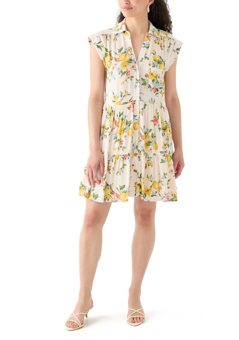 Womens Floral Printed Mini Shirtdress
