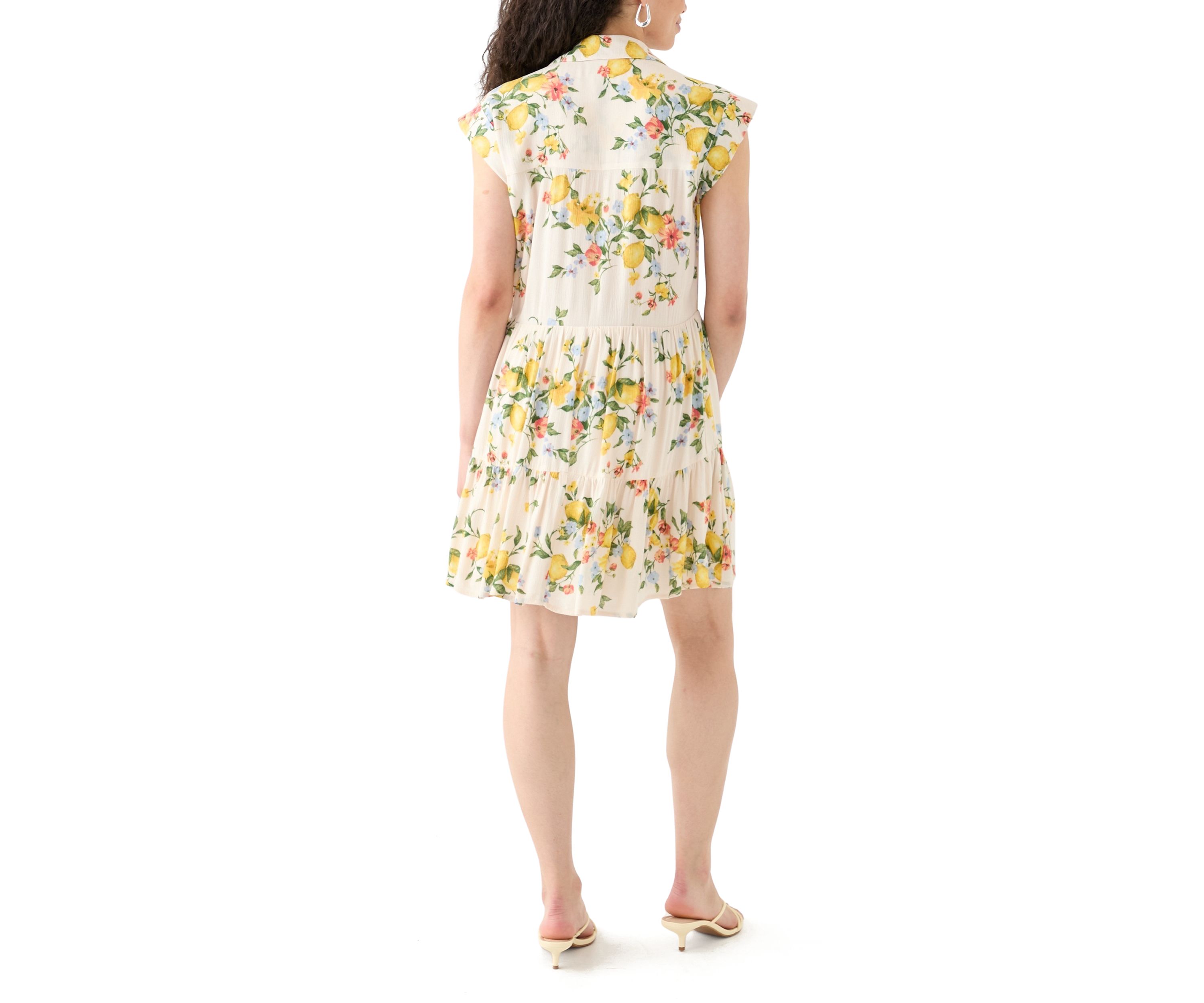 Womens Floral Printed Mini Shirtdress